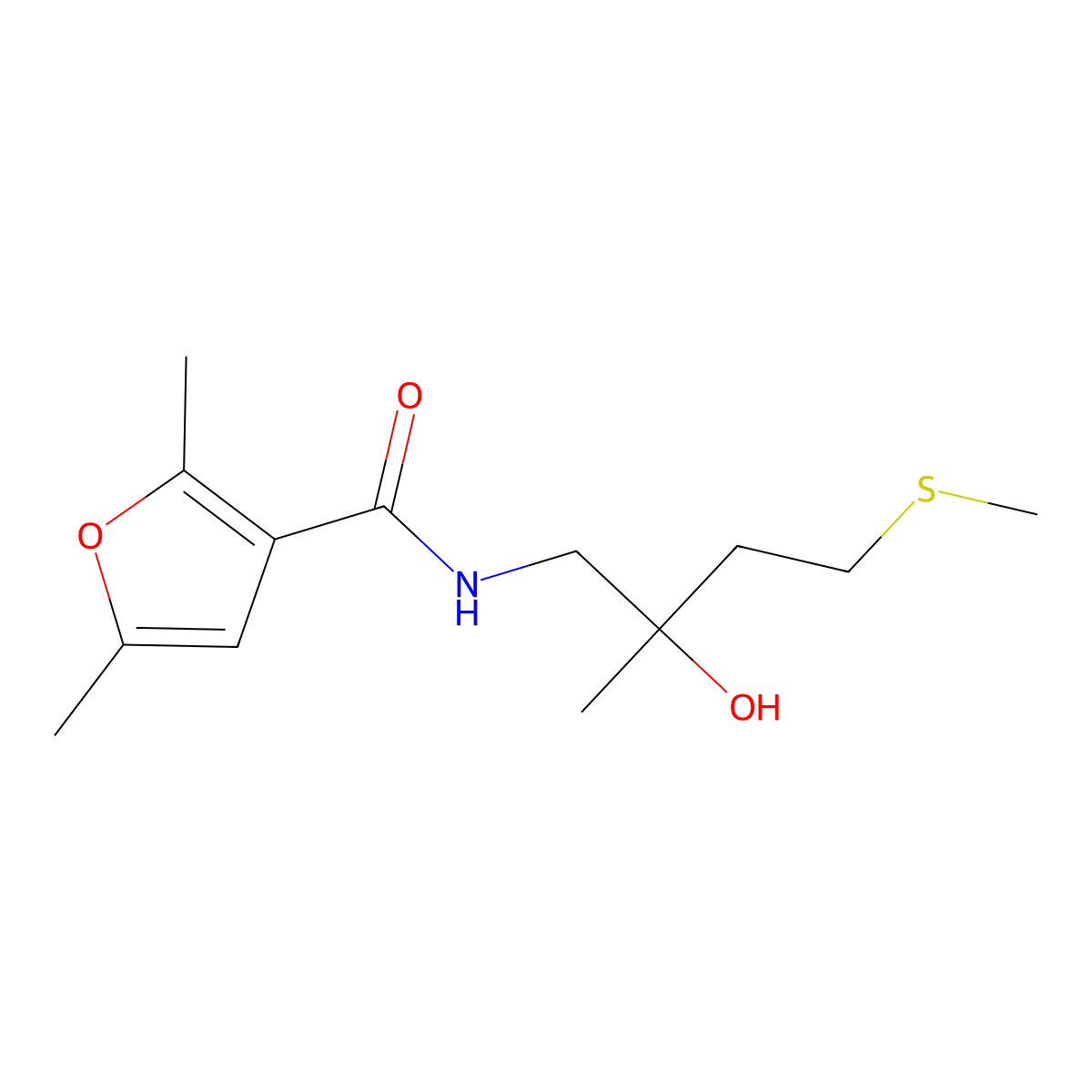 N-(2-hydroxy-2-methyl-4-(methylthio)butyl)-2,5-dimethylfuran-3-carboxamide molecular structure, CAS 1396888-24-6