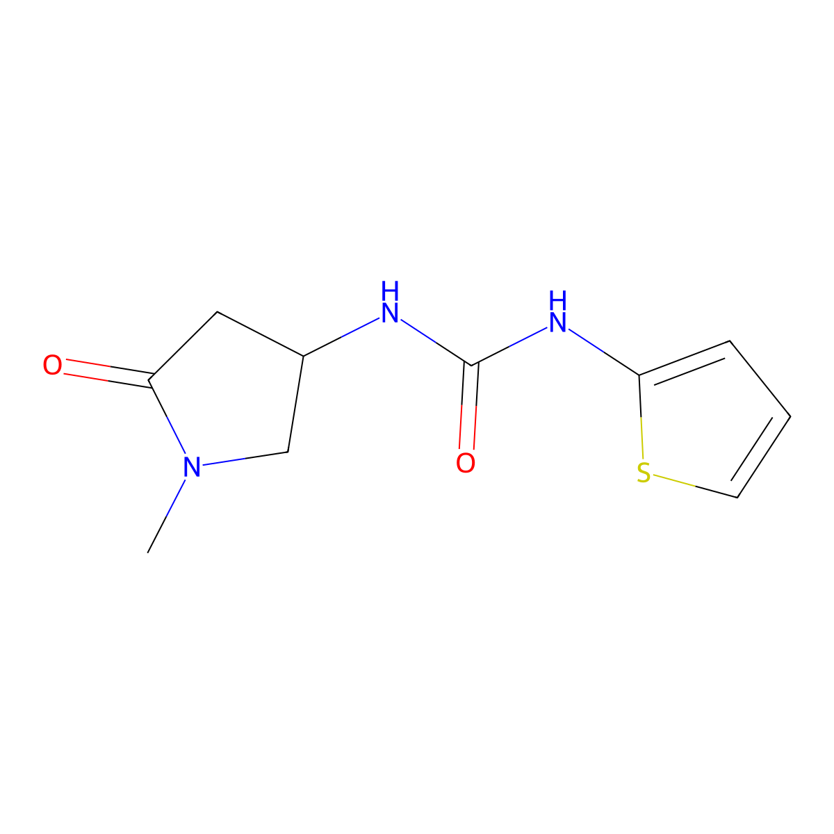 1-(1-Methyl-5-oxopyrrolidin-3-yl)-3-(thiophen-2-yl)urea molecular structure, CAS 1396888-25-7