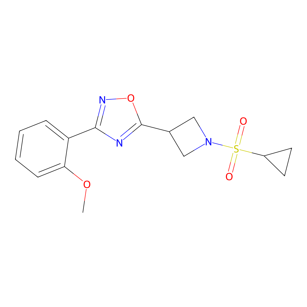 5-(1-(Cyclopropylsulfonyl)azetidin-3-yl)-3-(2-methoxyphenyl)-1,2,4-oxadiazole molecular structure, CAS 1396888-27-9