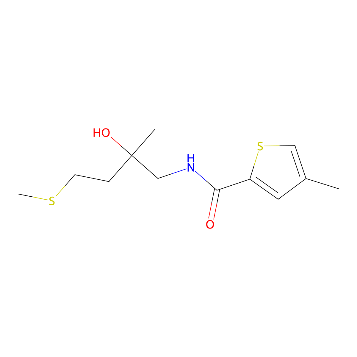 N-(2-hydroxy-2-methyl-4-(methylthio)butyl)-4-methylthiophene-2-carboxamide molecular structure, CAS 1396888-28-0