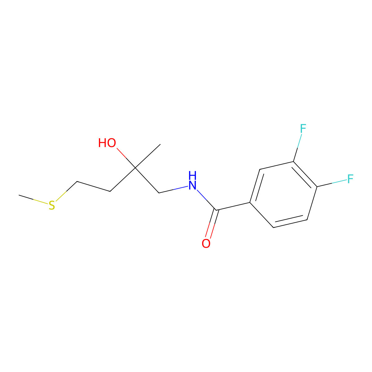 3,4-difluoro-N-(2-hydroxy-2-methyl-4-(methylthio)butyl)benzamide molecular structure, CAS 1396888-31-5