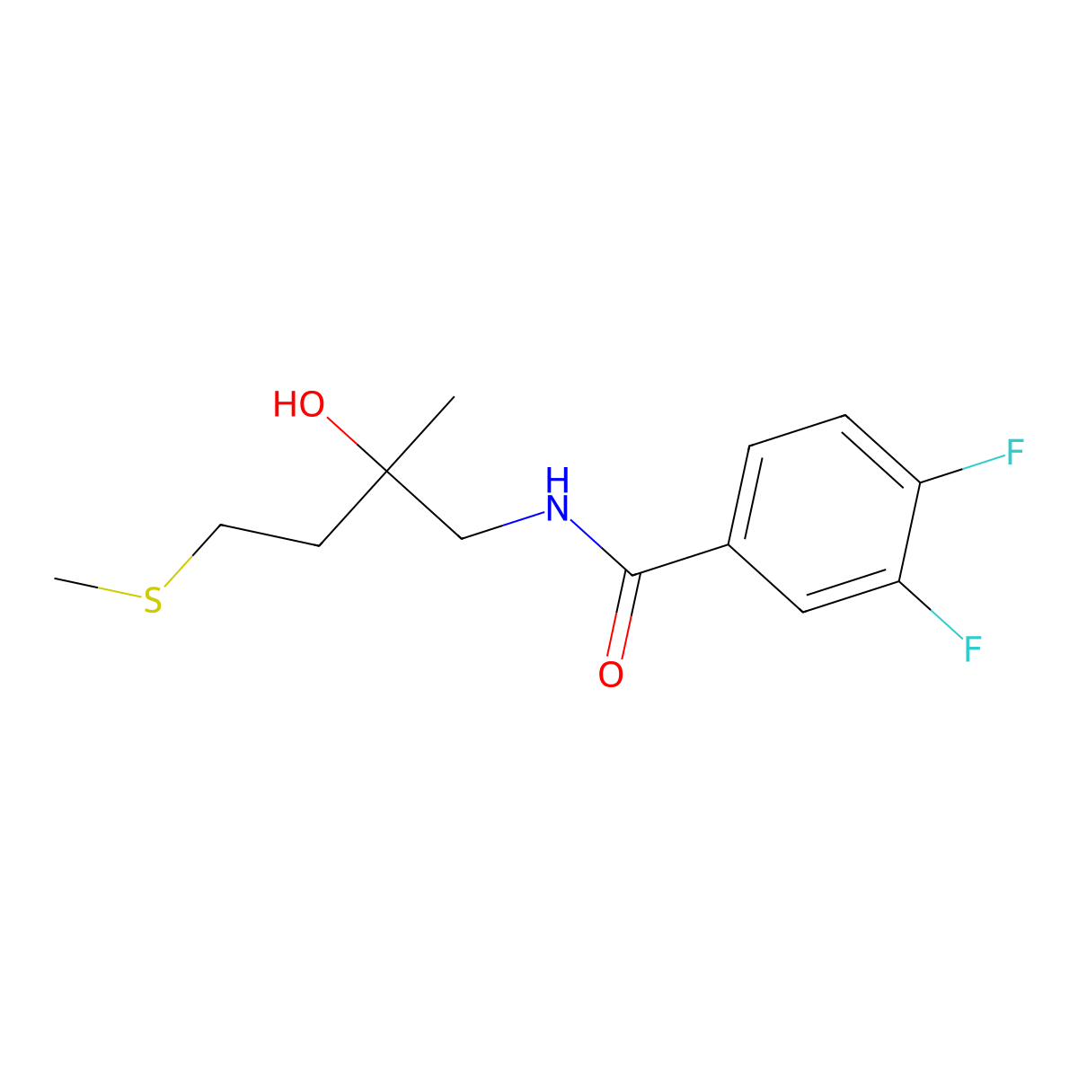 3,4-difluoro-N-(2-hydroxy-2-methyl-4-(methylthio)butyl)benzamide molecular structure, CAS 1396888-31-5