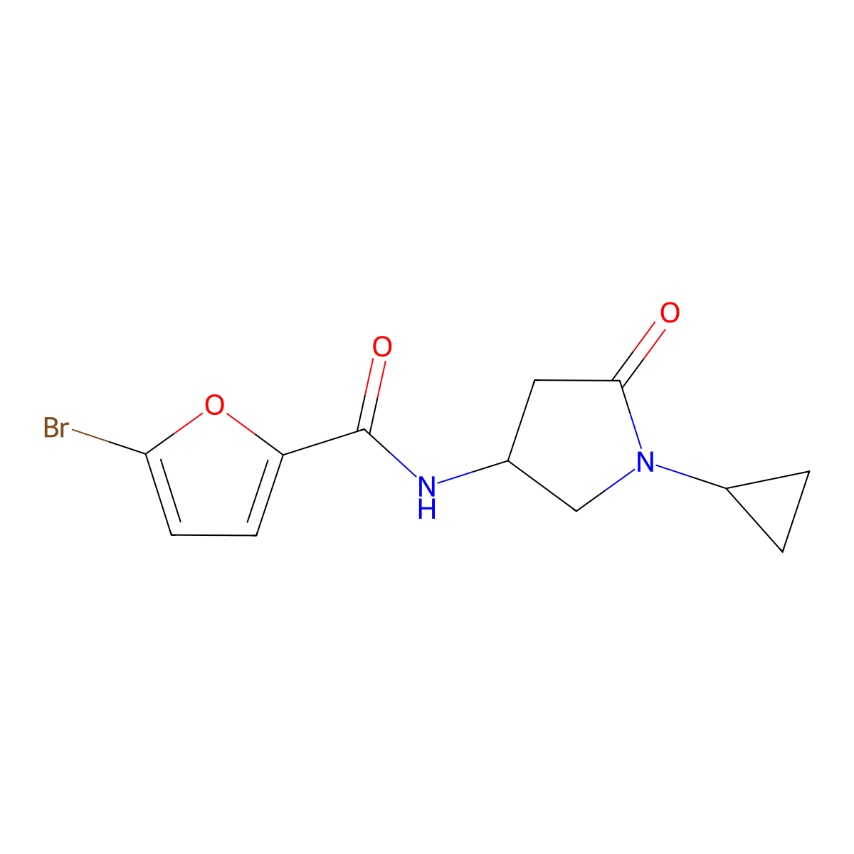 5-bromo-N-(1-cyclopropyl-5-oxopyrrolidin-3-yl)furan-2-carboxamide molecular structure, CAS 1396888-34-8