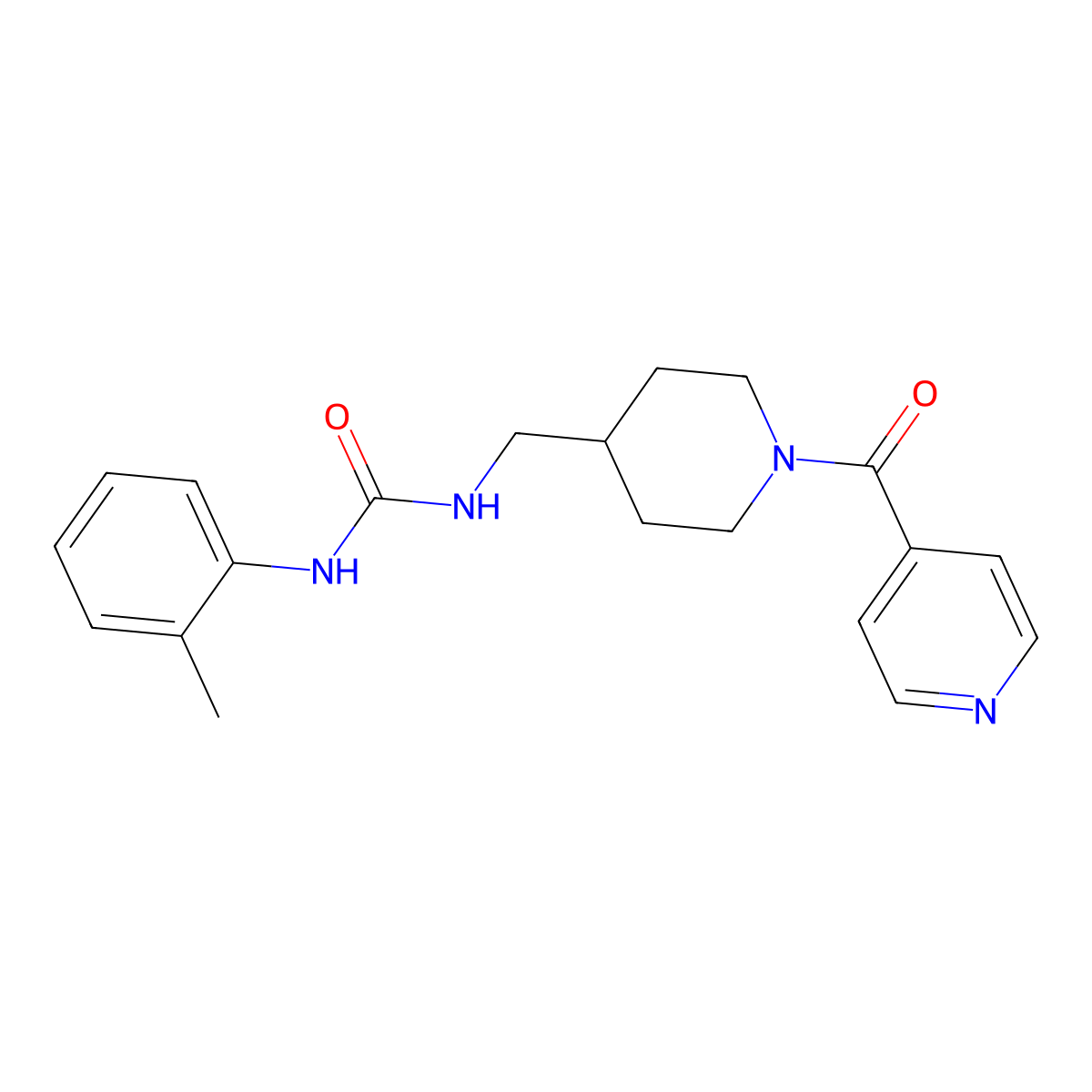 1-((1-Isonicotinoylpiperidin-4-yl)methyl)-3-(o-tolyl)urea molecular structure, CAS 1396888-40-6
