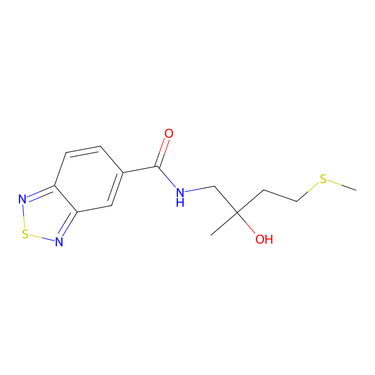 N-(2-hydroxy-2-methyl-4-(methylthio)butyl)benzo[c][1,2,5]thiadiazole-5-carboxamide molecular structure, CAS 1396888-41-7