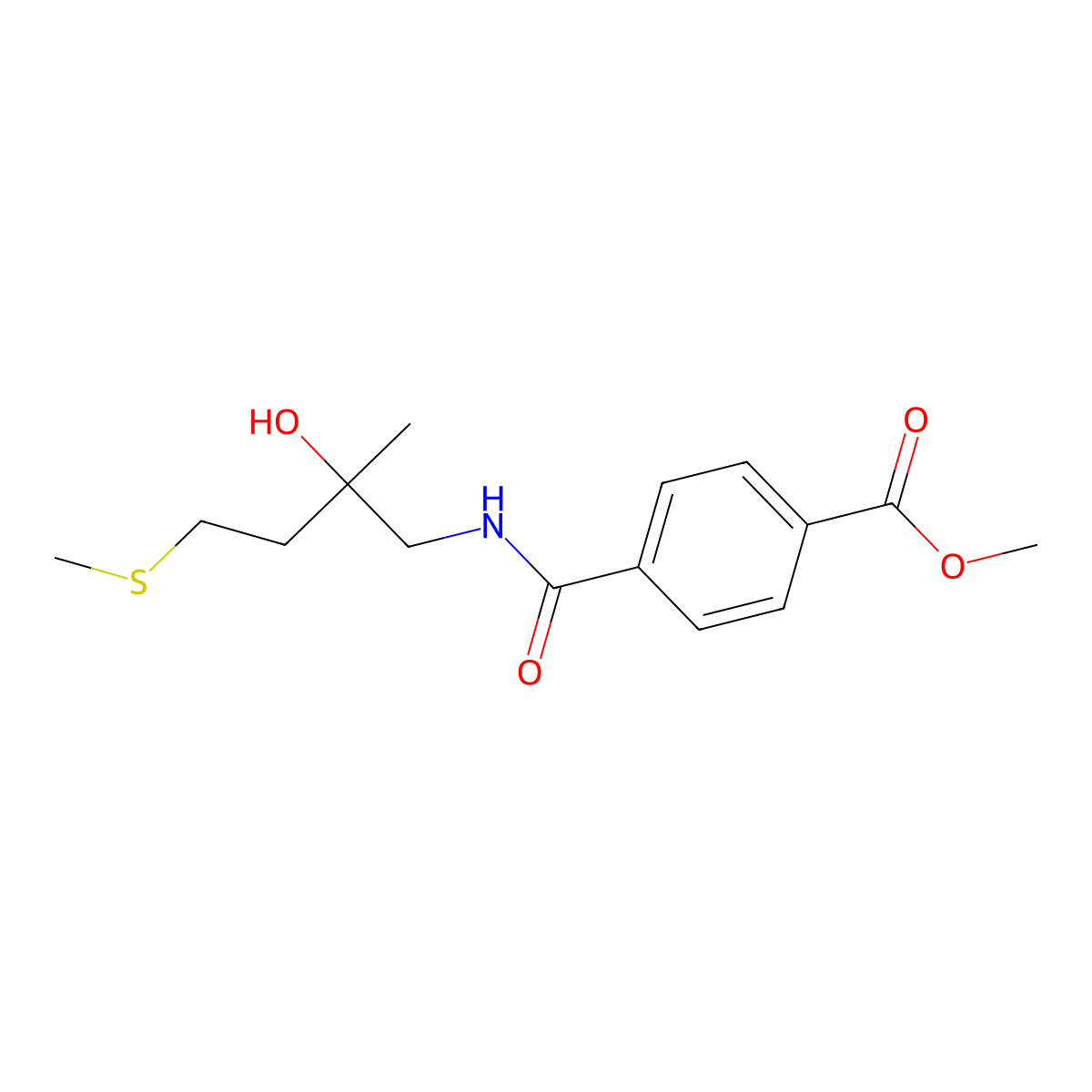 Methyl 4-((2-hydroxy-2-methyl-4-(methylthio)butyl)carbamoyl)benzoate molecular structure, CAS 1396888-46-2