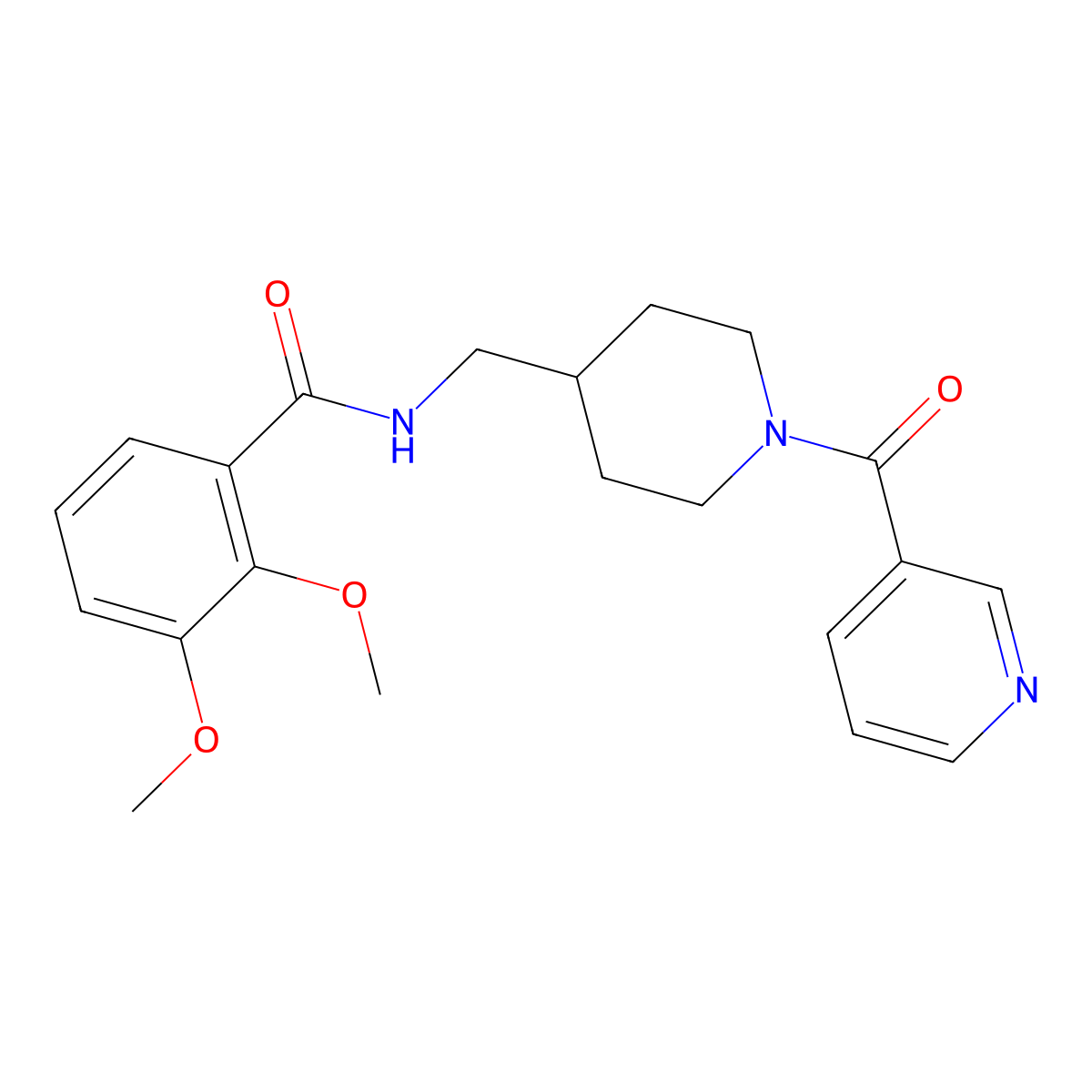 2,3-dimethoxy-N-((1-nicotinoylpiperidin-4-yl)methyl)benzamide molecular structure, CAS 1396888-52-0