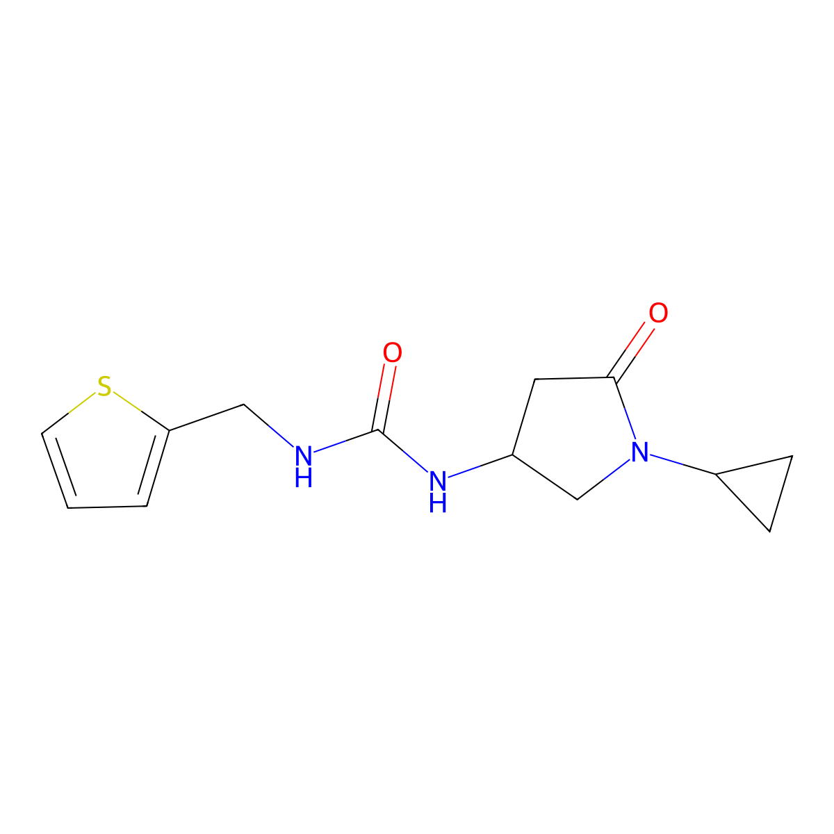 1-(1-Cyclopropyl-5-oxopyrrolidin-3-yl)-3-(thiophen-2-ylmethyl)urea molecular structure, CAS 1396888-56-4