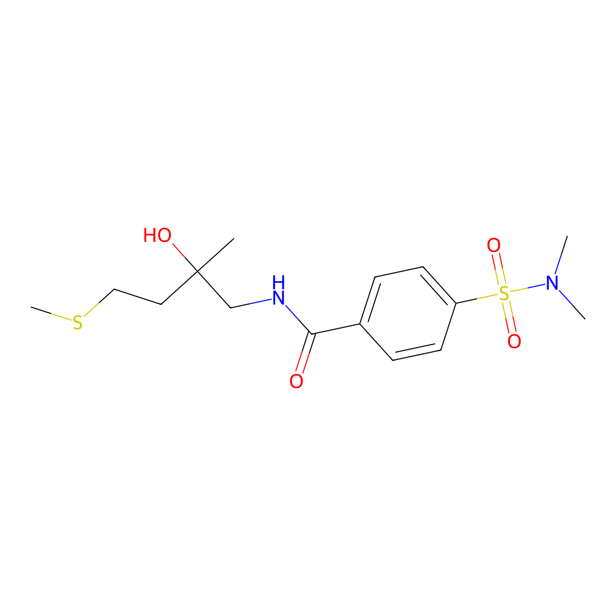 4-(N,N-dimethylsulfamoyl)-N-(2-hydroxy-2-methyl-4-(methylthio)butyl)benzamide molecular structure, CAS 1396888-57-5