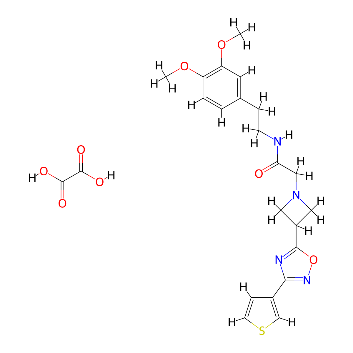 N-(3,4-dimethoxyphenethyl)-2-(3-(3-(thiophen-3-yl)-1,2,4-oxadiazol-5-yl)azetidin-1-yl)acetamide oxalate molecular structure, CAS 1396888-59-7