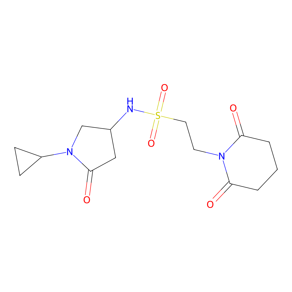 N-(1-cyclopropyl-5-oxopyrrolidin-3-yl)-2-(2,6-dioxopiperidin-1-yl)ethanesulfonamide molecular structure, CAS 1396888-61-1