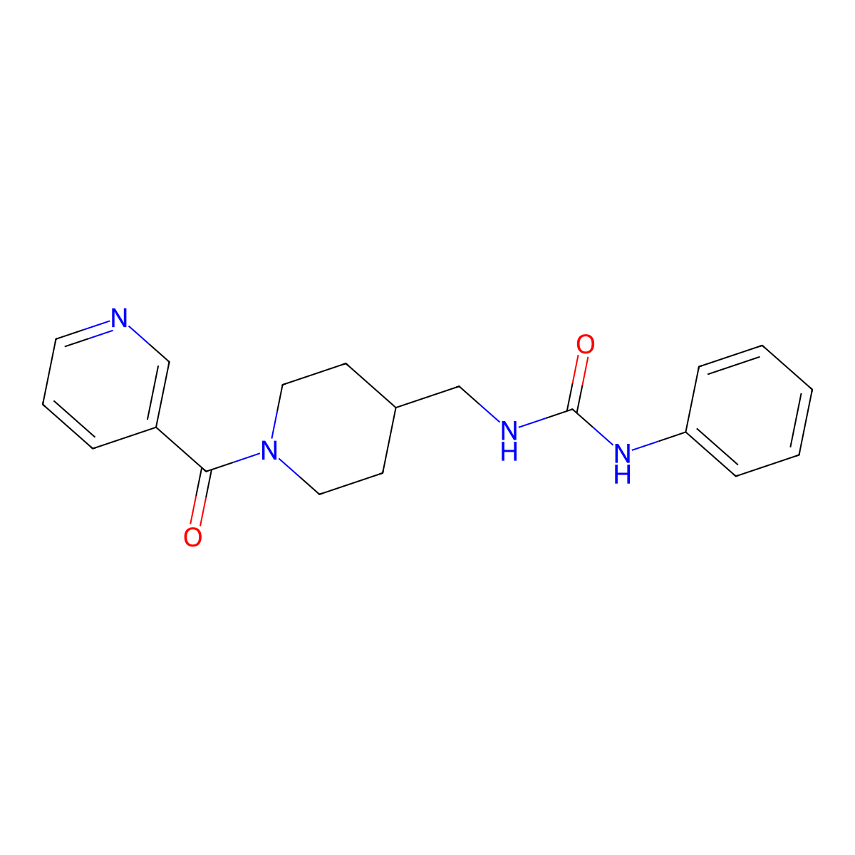 1-((1-Nicotinoylpiperidin-4-yl)methyl)-3-phenylurea molecular structure, CAS 1396888-64-4