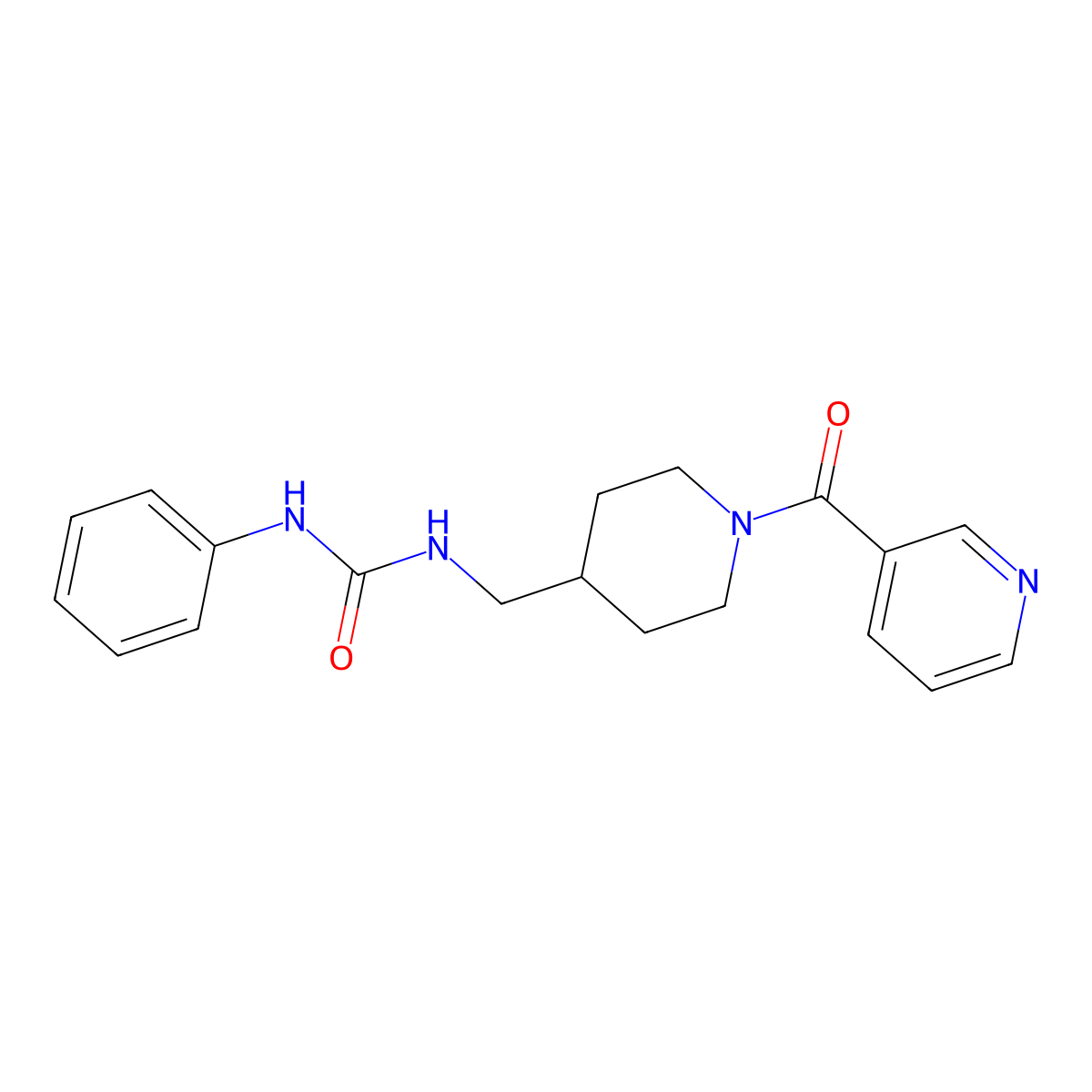 1-((1-Nicotinoylpiperidin-4-yl)methyl)-3-phenylurea molecular structure, CAS 1396888-64-4