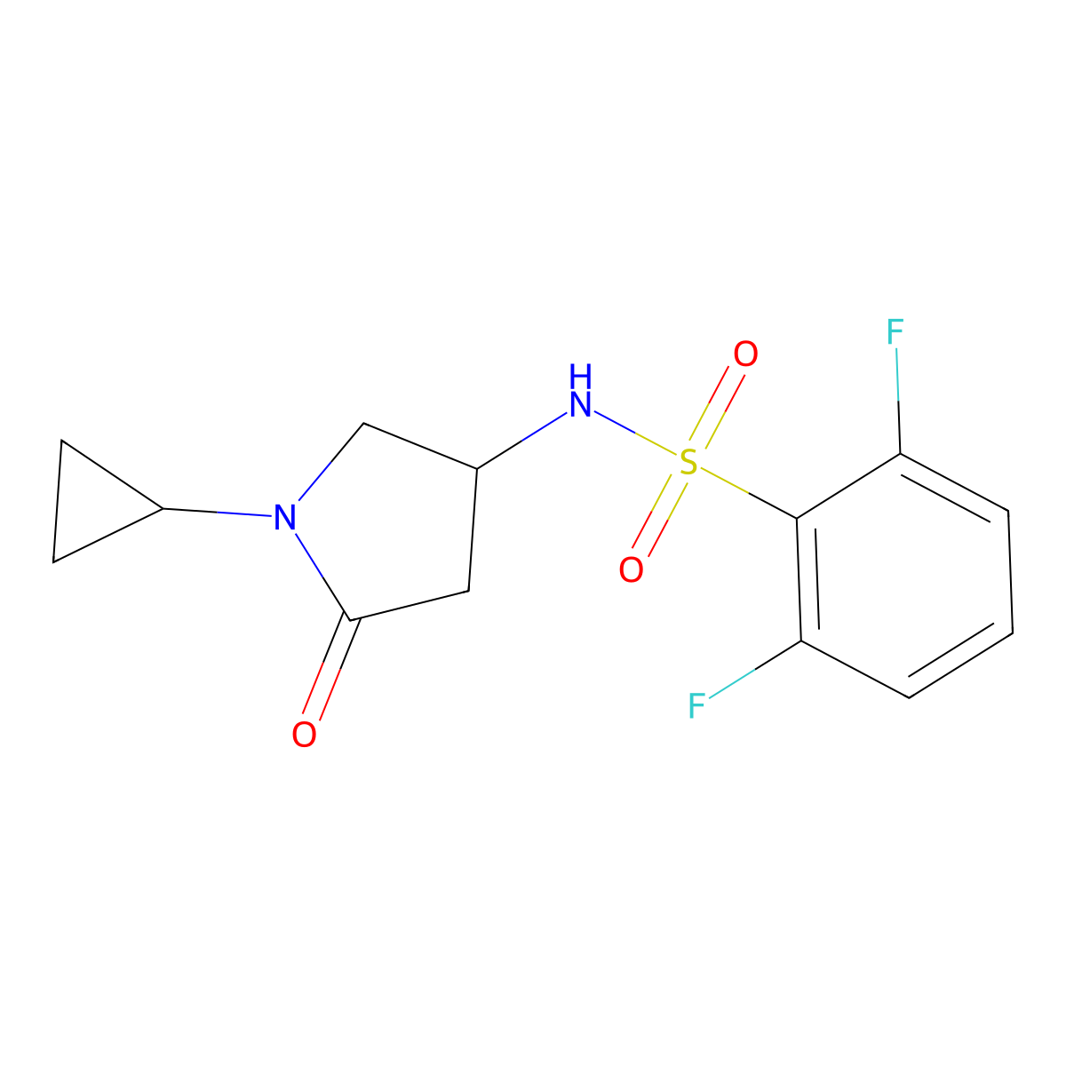 N-(1-cyclopropyl-5-oxopyrrolidin-3-yl)-2,6-difluorobenzenesulfonamide molecular structure, CAS 1396888-66-6