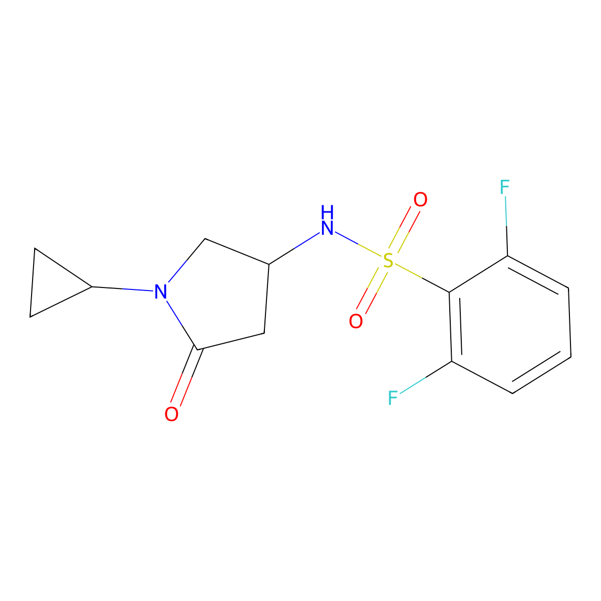 N-(1-cyclopropyl-5-oxopyrrolidin-3-yl)-2,6-difluorobenzenesulfonamide molecular structure, CAS 1396888-66-6