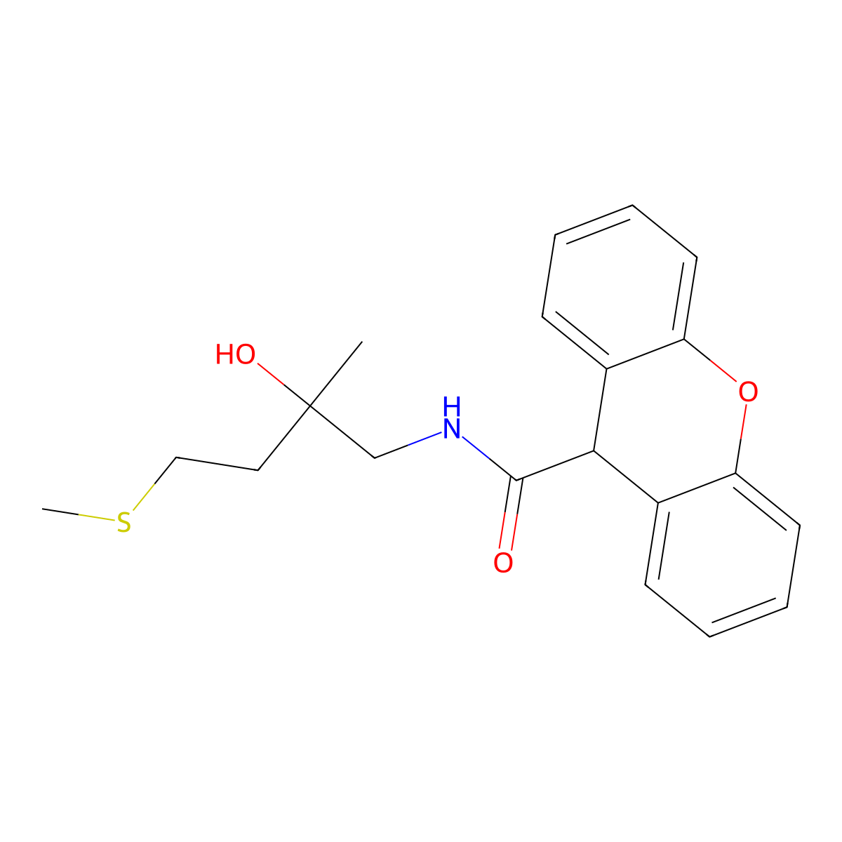 N-(2-hydroxy-2-methyl-4-(methylthio)butyl)-9H-xanthene-9-carboxamide molecular structure, CAS 1396888-69-9