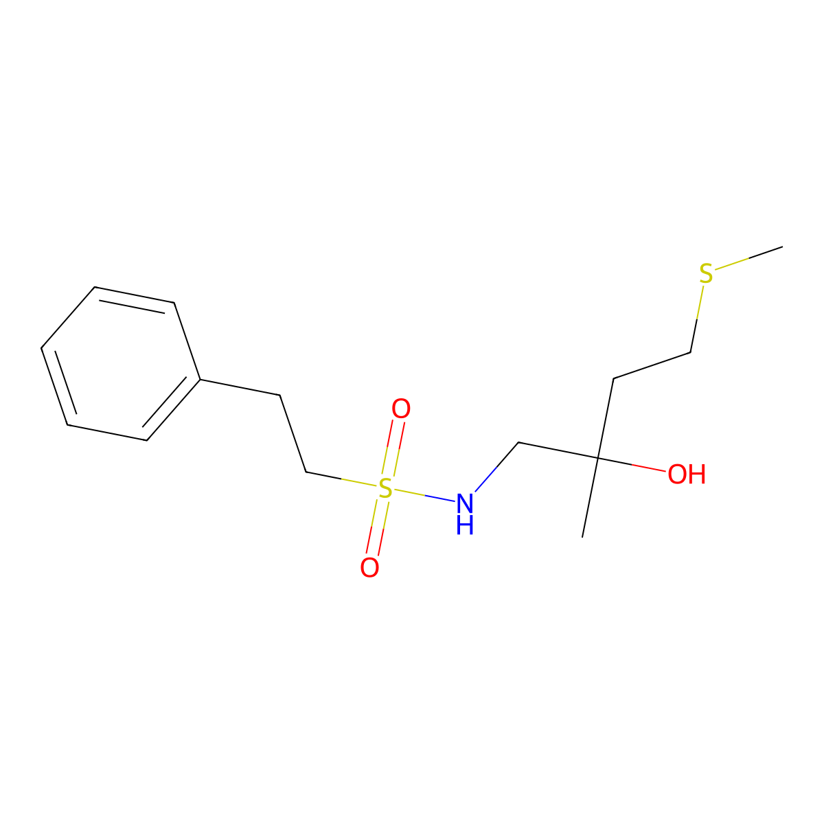 N-(2-hydroxy-2-methyl-4-(methylthio)butyl)-2-phenylethanesulfonamide molecular structure, CAS 1396888-70-2