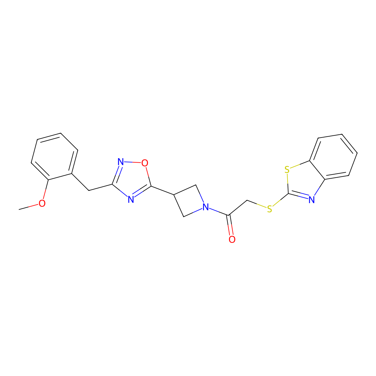 2-(Benzo[d]thiazol-2-ylthio)-1-(3-(3-(2-methoxybenzyl)-1,2,4-oxadiazol-5-yl)azetidin-1-yl)ethanone molecular structure, CAS 1396888-71-3
