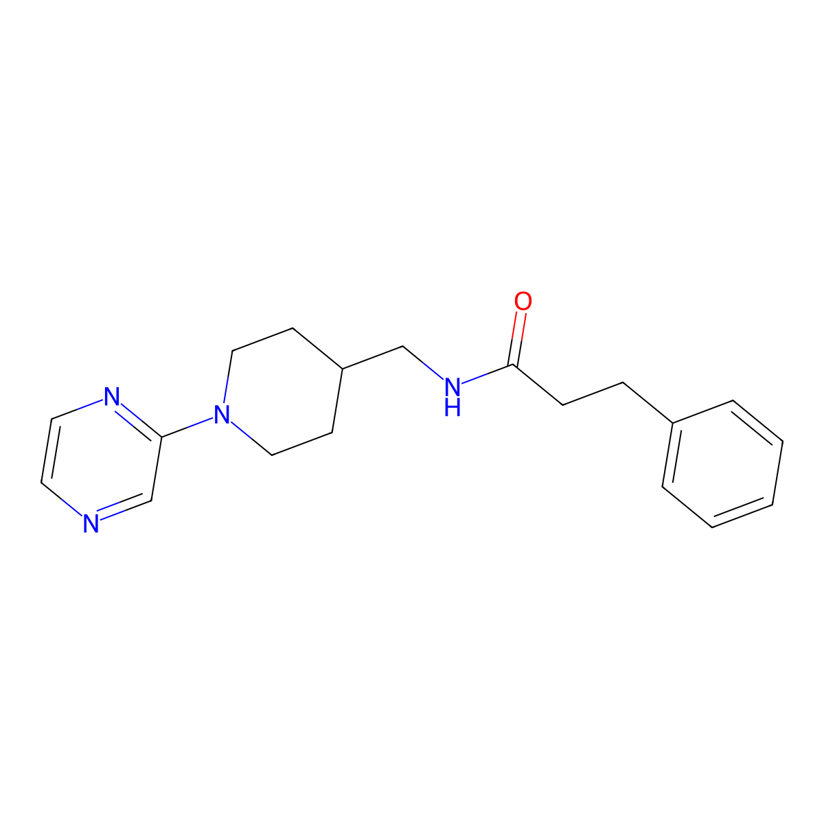 3-phenyl-N-{[1-(pyrazin-2-yl)piperidin-4-yl]methyl}propanamide molecular structure, CAS 1396888-73-5