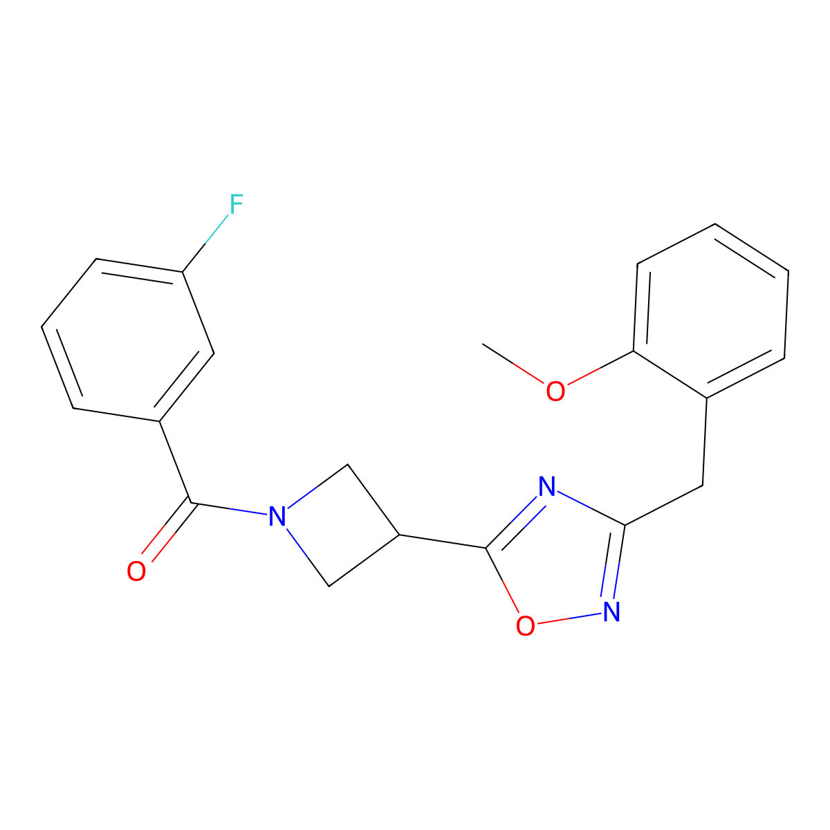 (3-Fluorophenyl)(3-(3-(2-methoxybenzyl)-1,2,4-oxadiazol-5-yl)azetidin-1-yl)methanone molecular structure, CAS 1396888-75-7