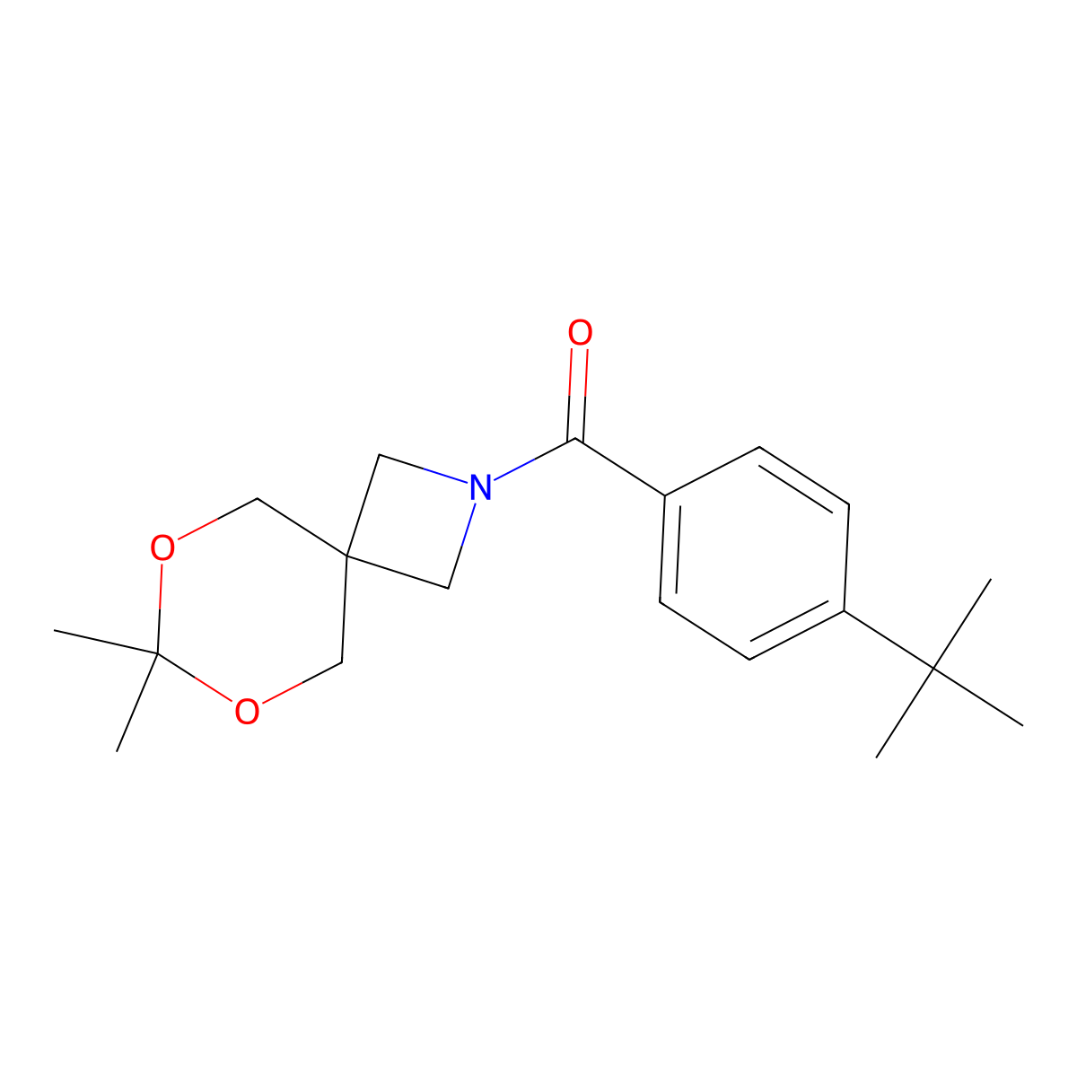(4-(Tert-butyl)phenyl)(7,7-dimethyl-6,8-dioxa-2-azaspiro[3.5]nonan-2-yl)methanone molecular structure, CAS 1396888-76-8