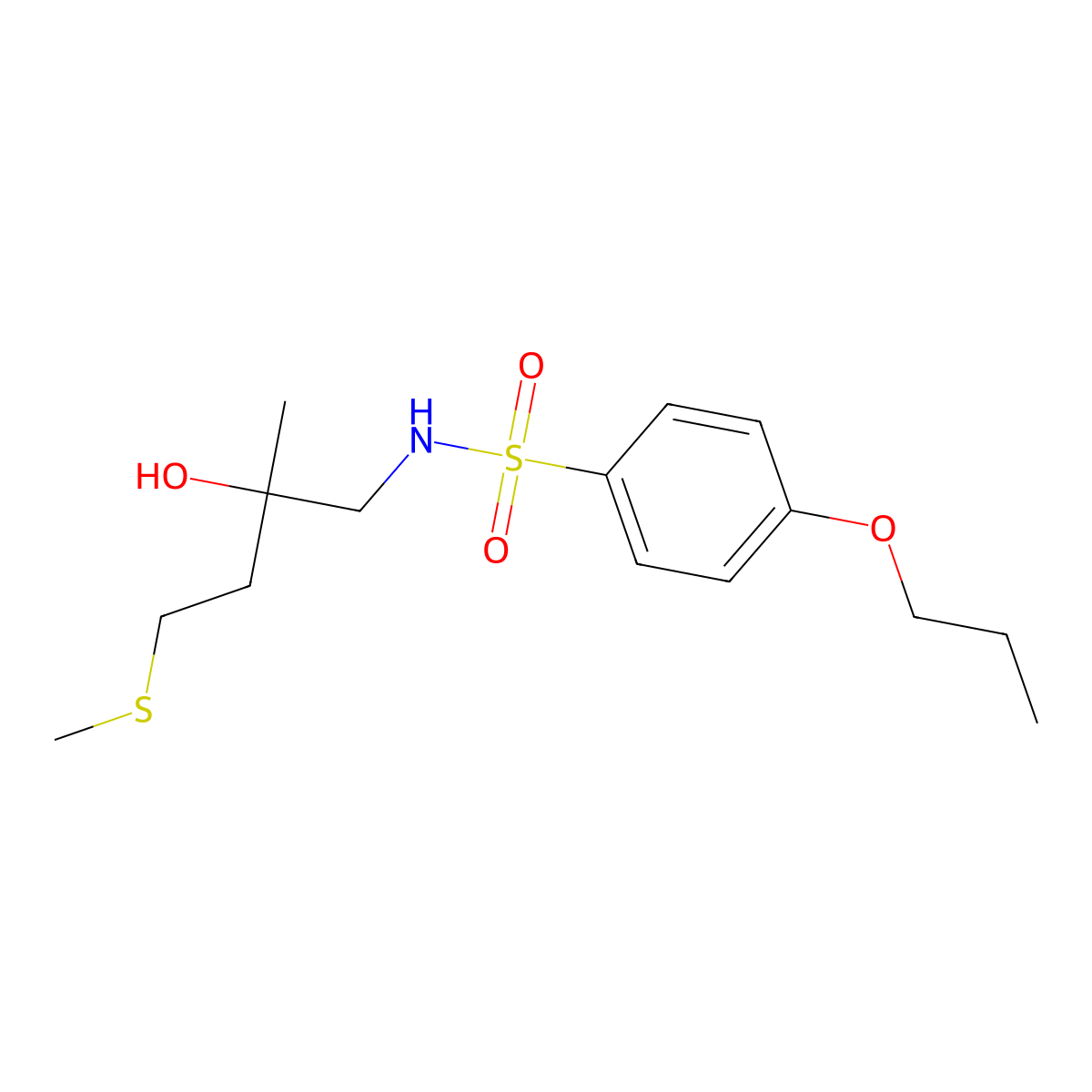 N-(2-hydroxy-2-methyl-4-(methylthio)butyl)-4-propoxybenzenesulfonamide molecular structure, CAS 1396888-88-2