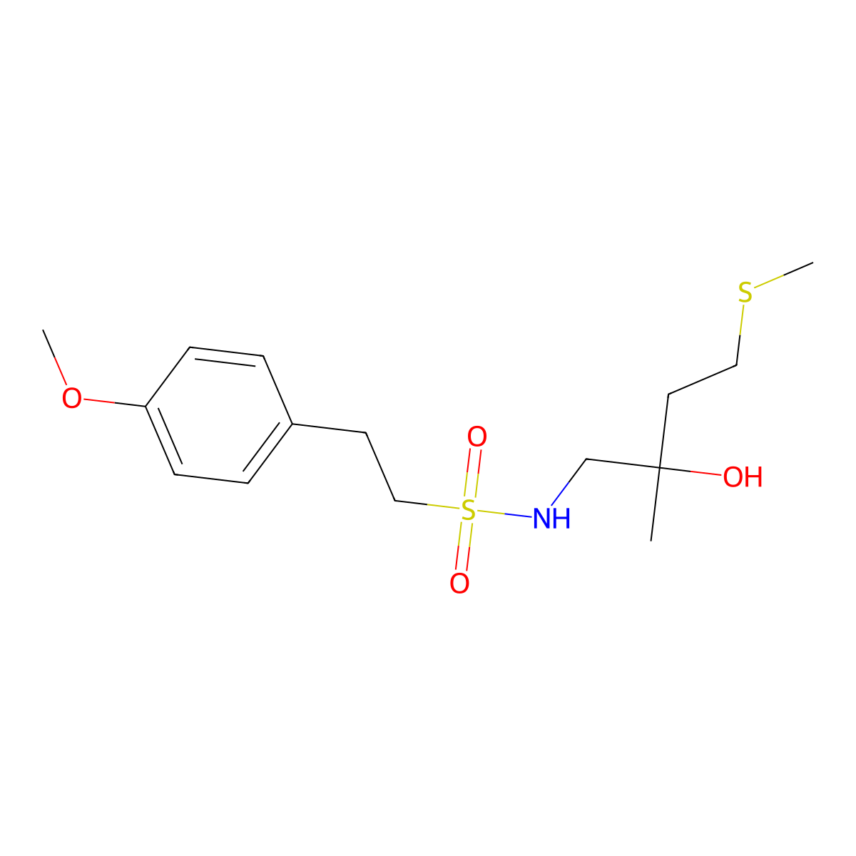 N-(2-hydroxy-2-methyl-4-(methylthio)butyl)-2-(4-methoxyphenyl)ethanesulfonamide molecular structure, CAS 1396888-93-9