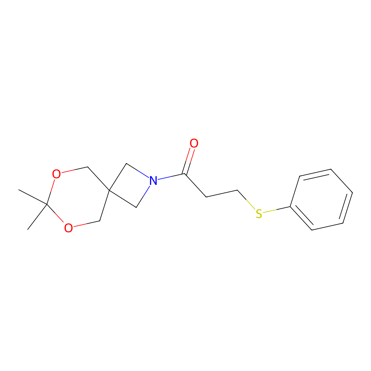 1-(7,7-Dimethyl-6,8-dioxa-2-azaspiro[3.5]nonan-2-yl)-3-(phenylthio)propan-1-one molecular structure, CAS 1396888-94-0