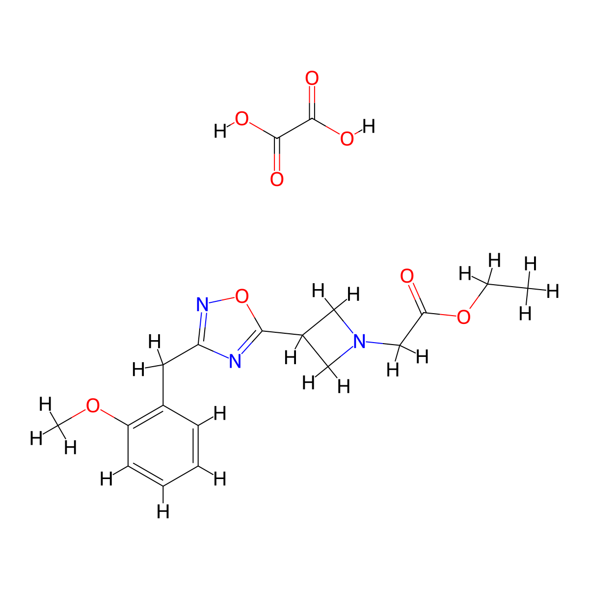 Ethyl 2-(3-(3-(2-methoxybenzyl)-1,2,4-oxadiazol-5-yl)azetidin-1-yl)acetate oxalate molecular structure, CAS 1396888-96-2