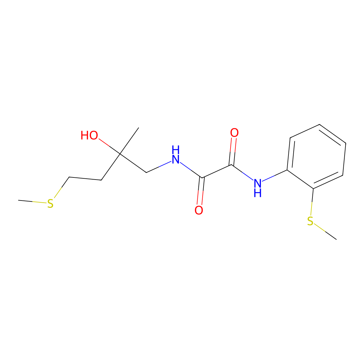 N1-(2-hydroxy-2-methyl-4-(methylthio)butyl)-N2-(2-(methylthio)phenyl)oxalamide molecular structure, CAS 1396889-06-7