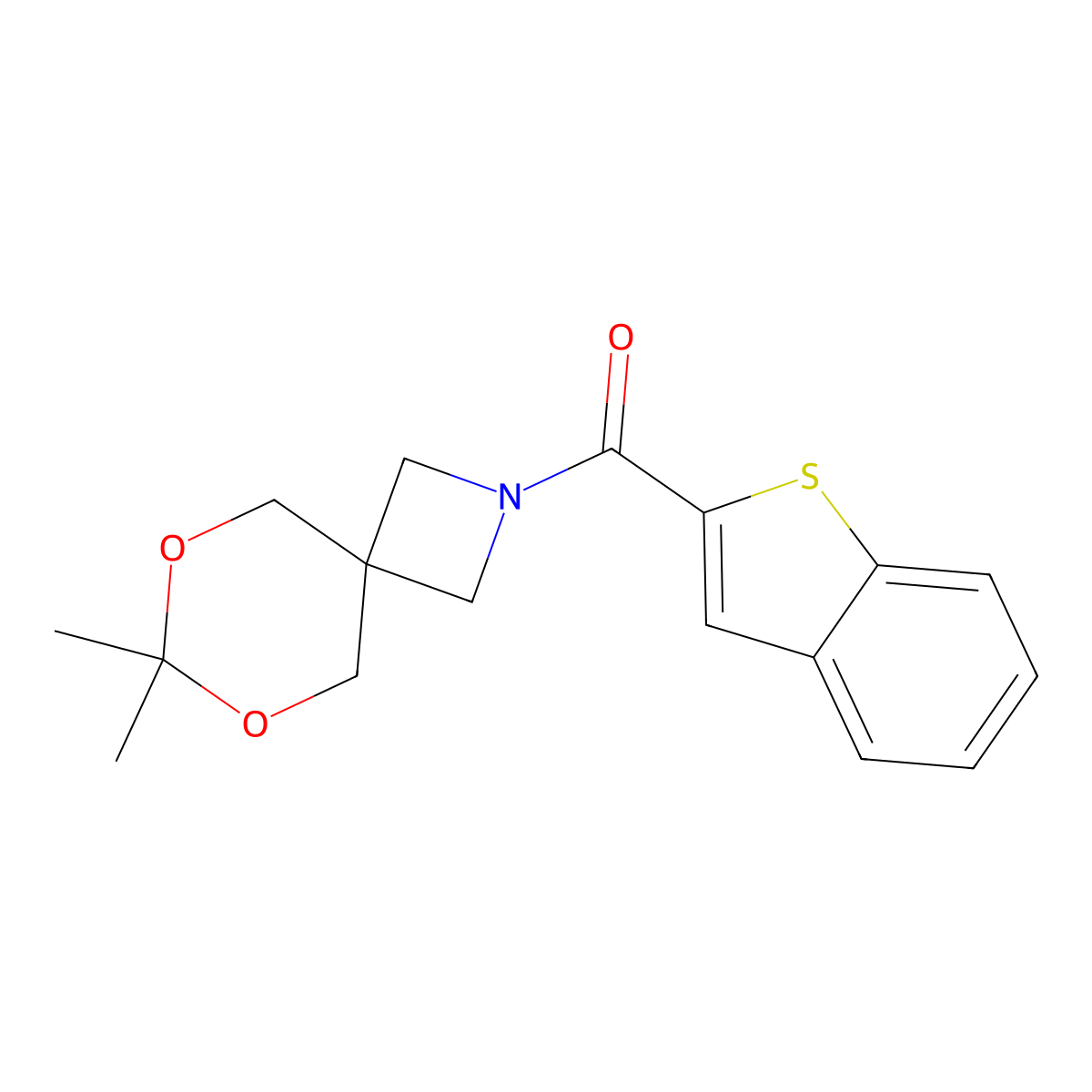 Benzo[b]thiophen-2-yl(7,7-dimethyl-6,8-dioxa-2-azaspiro[3.5]nonan-2-yl)methanone molecular structure, CAS 1396889-07-8