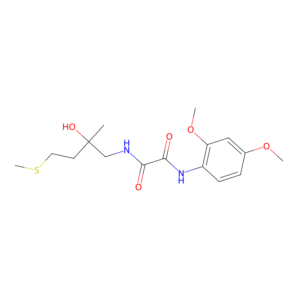 N1-(2,4-dimethoxyphenyl)-N2-(2-hydroxy-2-methyl-4-(methylthio)butyl)oxalamide molecular structure, CAS 1396889-09-0
