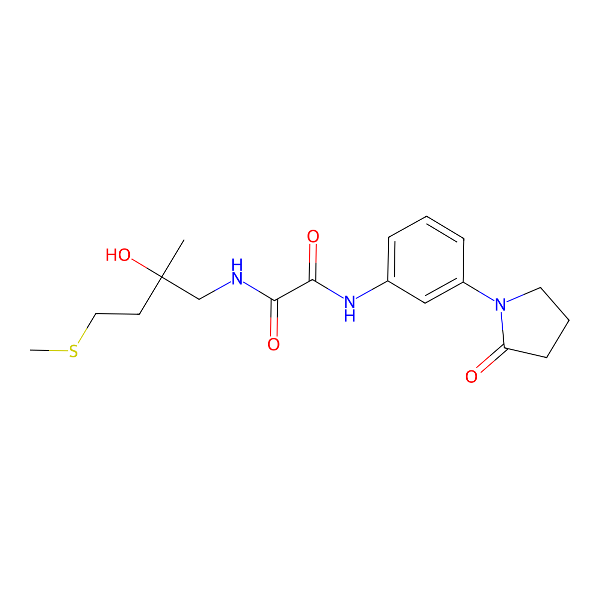 N1-(2-hydroxy-2-methyl-4-(methylthio)butyl)-N2-(3-(2-oxopyrrolidin-1-yl)phenyl)oxalamide molecular structure, CAS 1396889-13-6