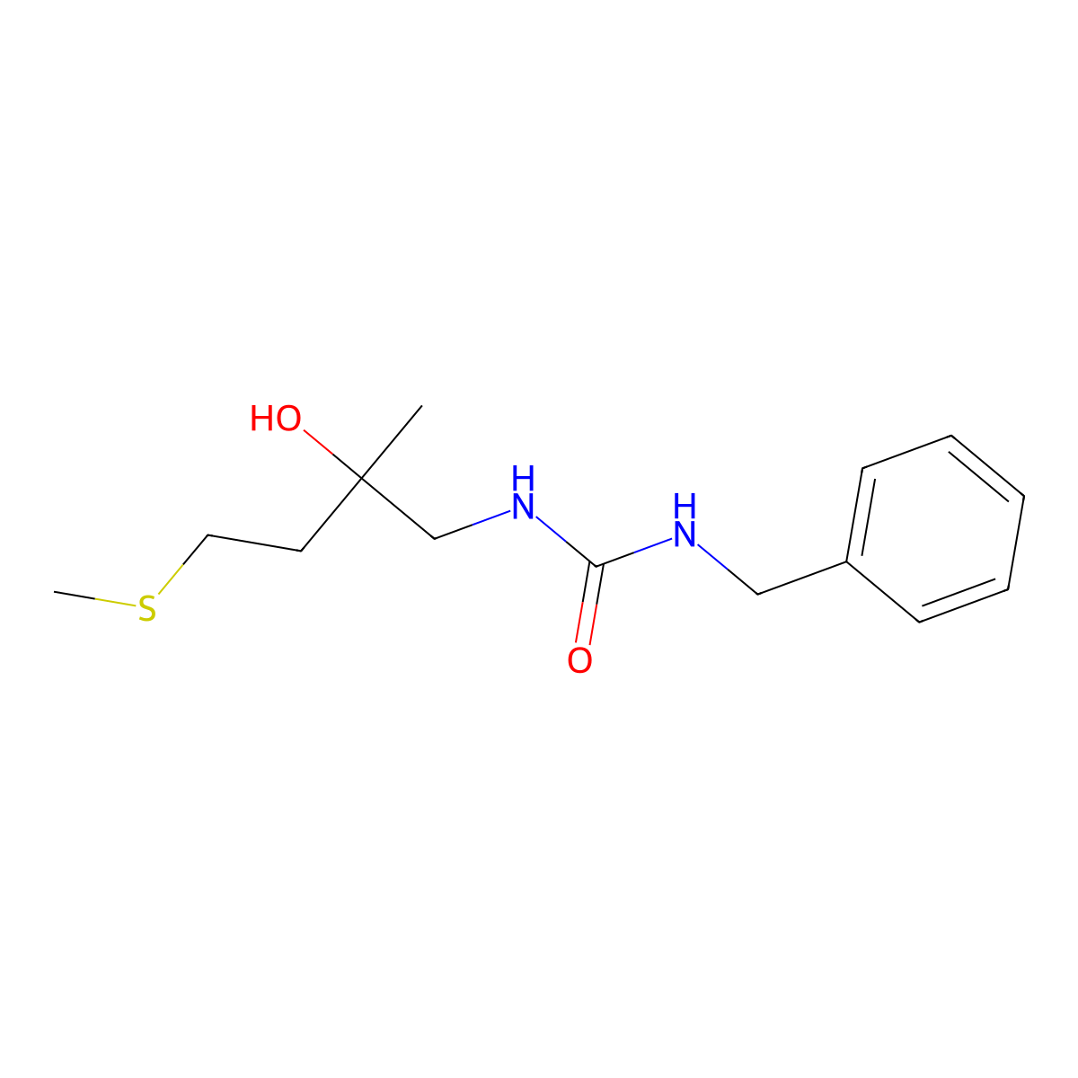 1-Benzyl-3-(2-hydroxy-2-methyl-4-(methylthio)butyl)urea molecular structure, CAS 1396889-15-8