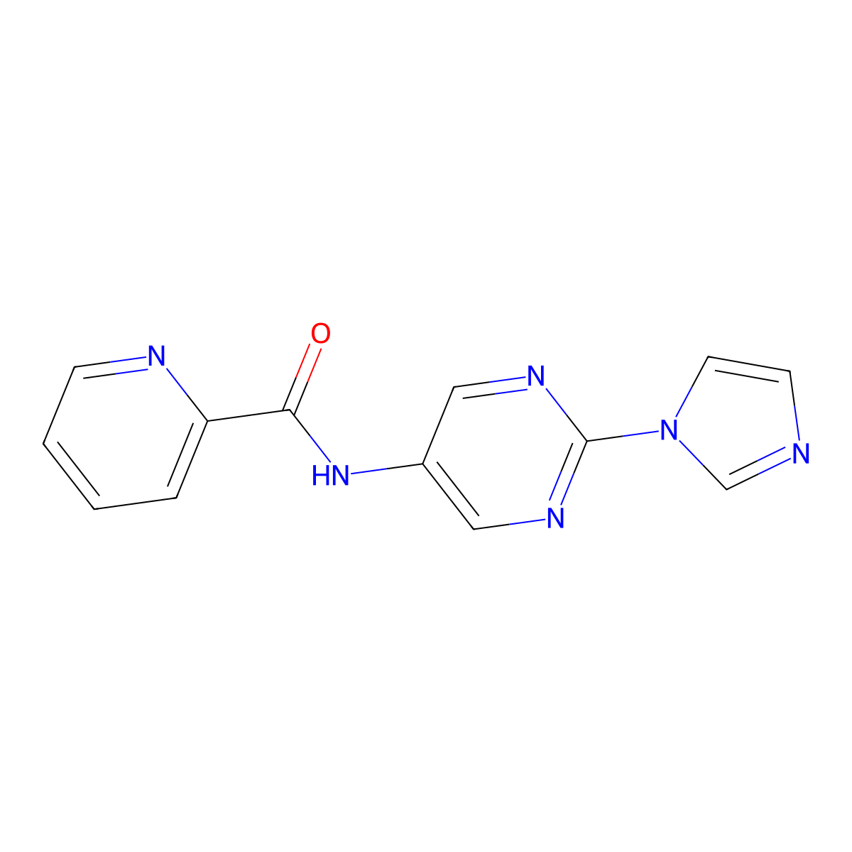 N-(2-(1H-imidazol-1-yl)pyrimidin-5-yl)picolinamide molecular structure, CAS 1396889-25-0