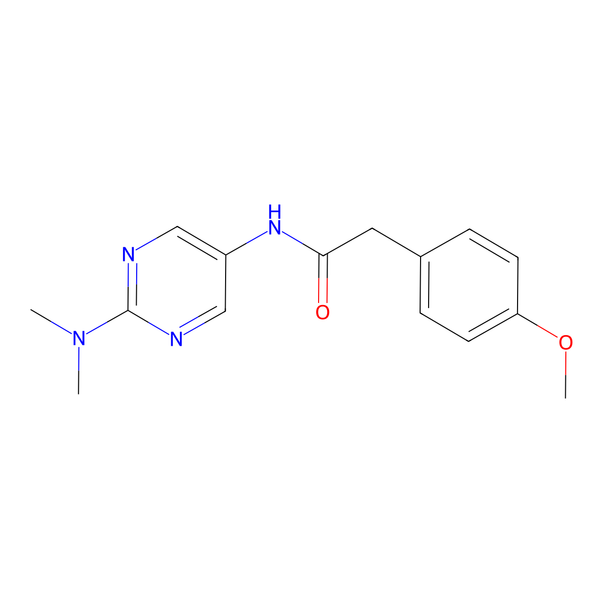 N-[2-(dimethylamino)pyrimidin-5-yl]-2-(4-methoxyphenyl)acetamide molecular structure, CAS 1396889-26-1
