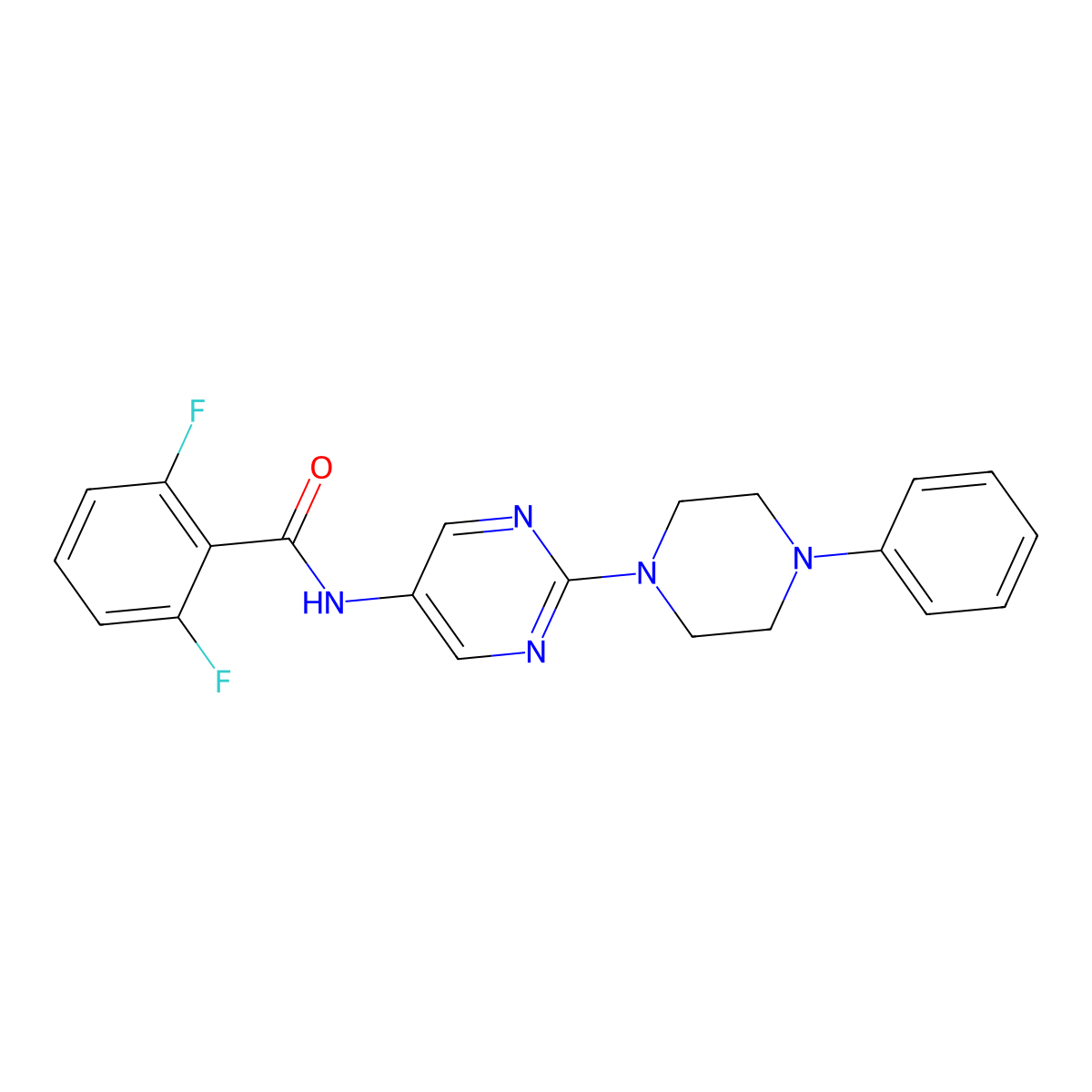 2,6-difluoro-N-[2-(4-phenylpiperazin-1-yl)pyrimidin-5-yl]benzamide molecular structure, CAS 1396889-31-8