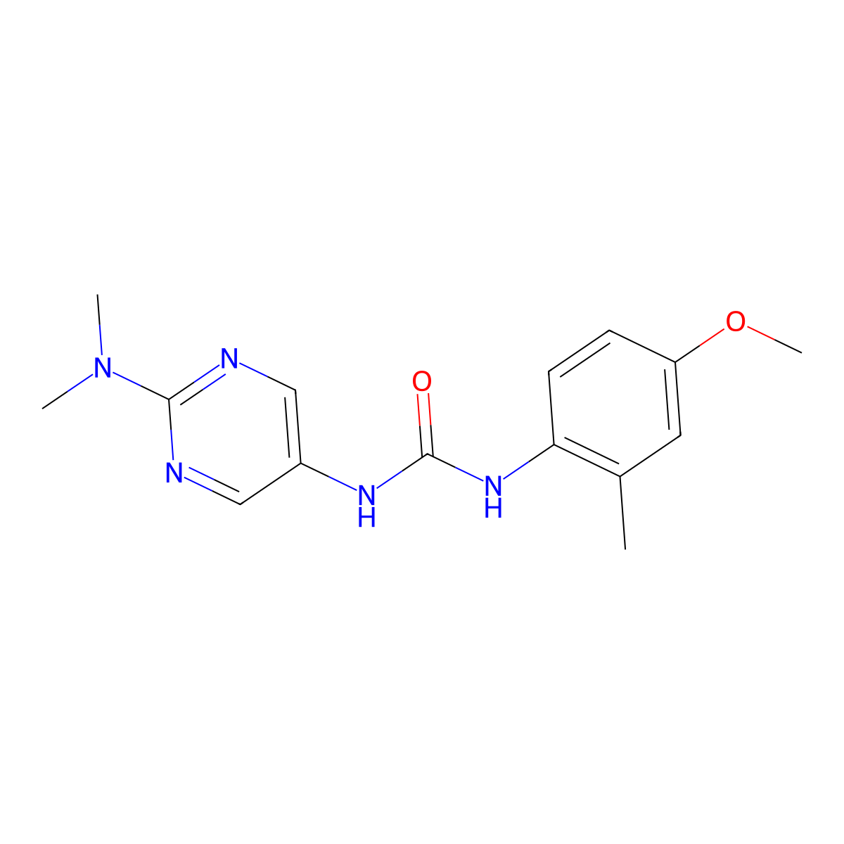1-(2-(Dimethylamino)pyrimidin-5-yl)-3-(4-methoxy-2-methylphenyl)urea molecular structure, CAS 1396889-37-4