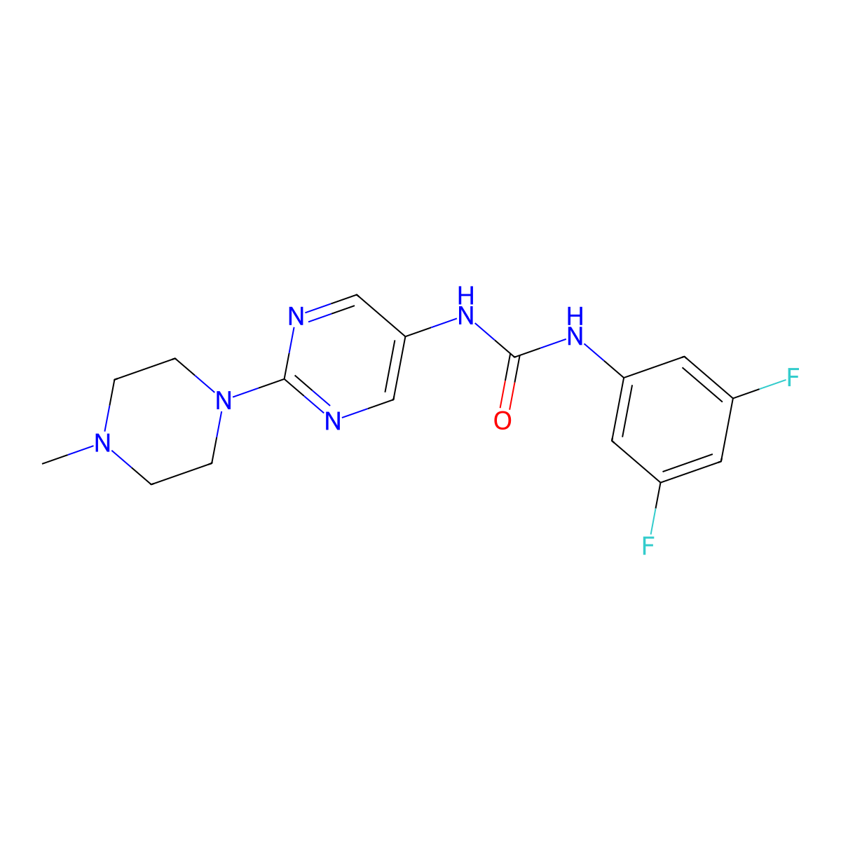 1-(3,5-Difluorophenyl)-3-[2-(4-methylpiperazin-1-yl)pyrimidin-5-yl]urea molecular structure, CAS 1396889-43-2