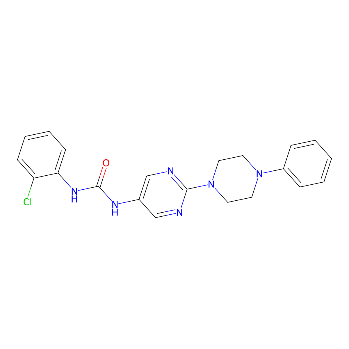 1-(2-Chlorophenyl)-3-[2-(4-phenylpiperazin-1-yl)pyrimidin-5-yl]urea molecular structure, CAS 1396889-45-4