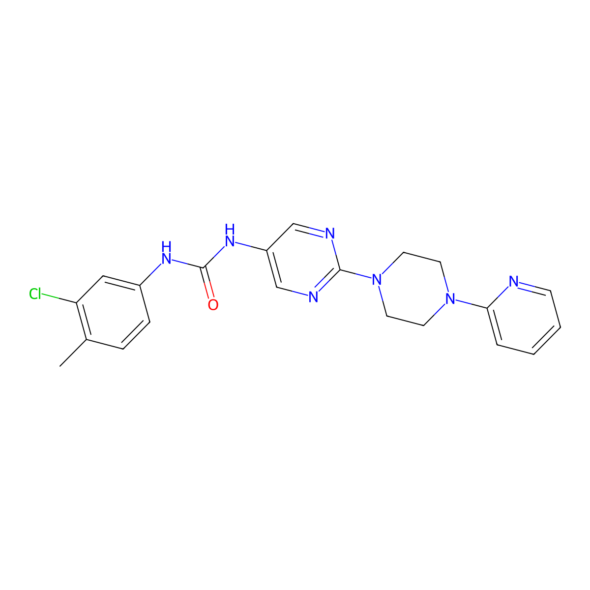 1-(3-Chloro-4-methylphenyl)-3-(2-(4-(pyridin-2-yl)piperazin-1-yl)pyrimidin-5-yl)urea molecular structure, CAS 1396889-46-5