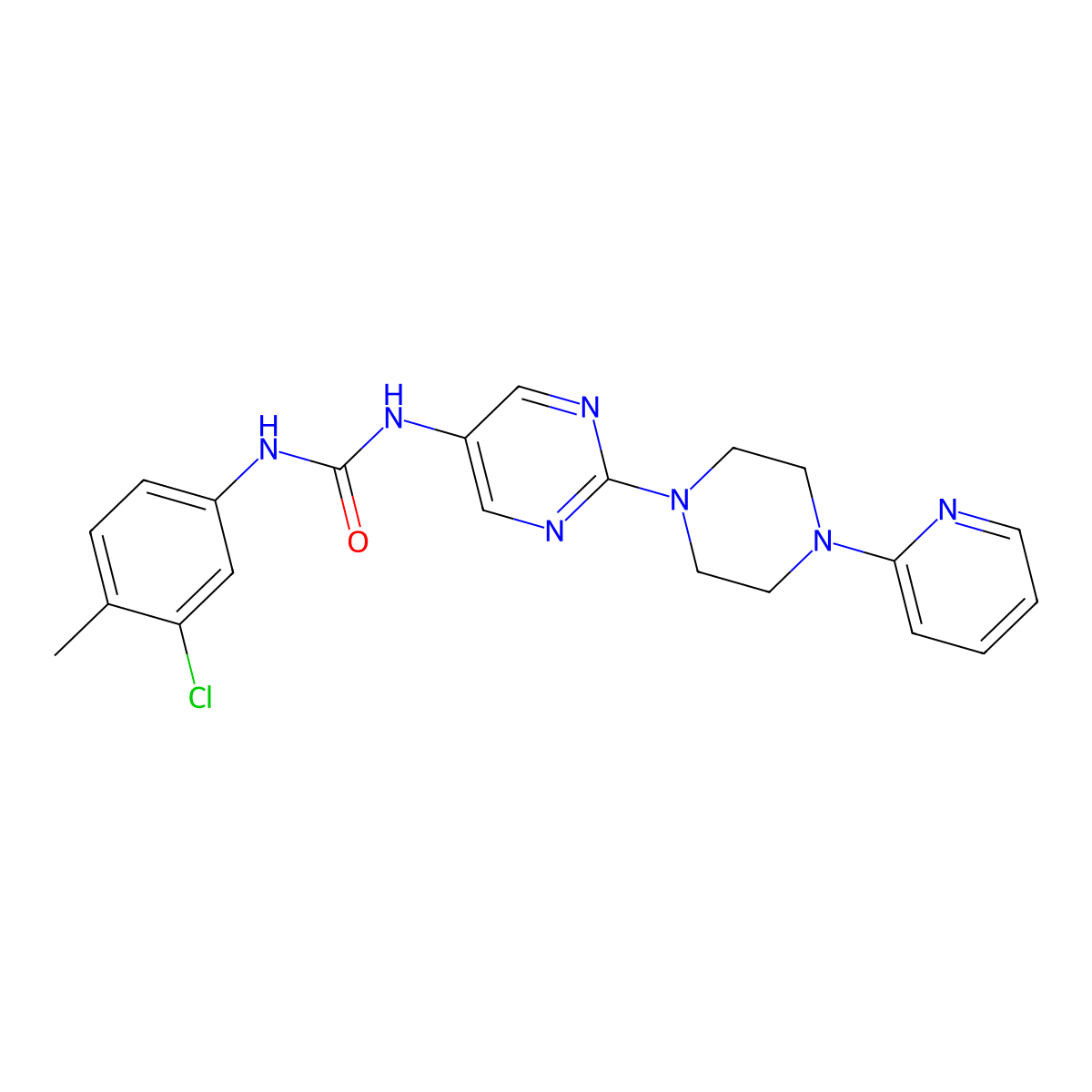 1-(3-Chloro-4-methylphenyl)-3-(2-(4-(pyridin-2-yl)piperazin-1-yl)pyrimidin-5-yl)urea molecular structure, CAS 1396889-46-5