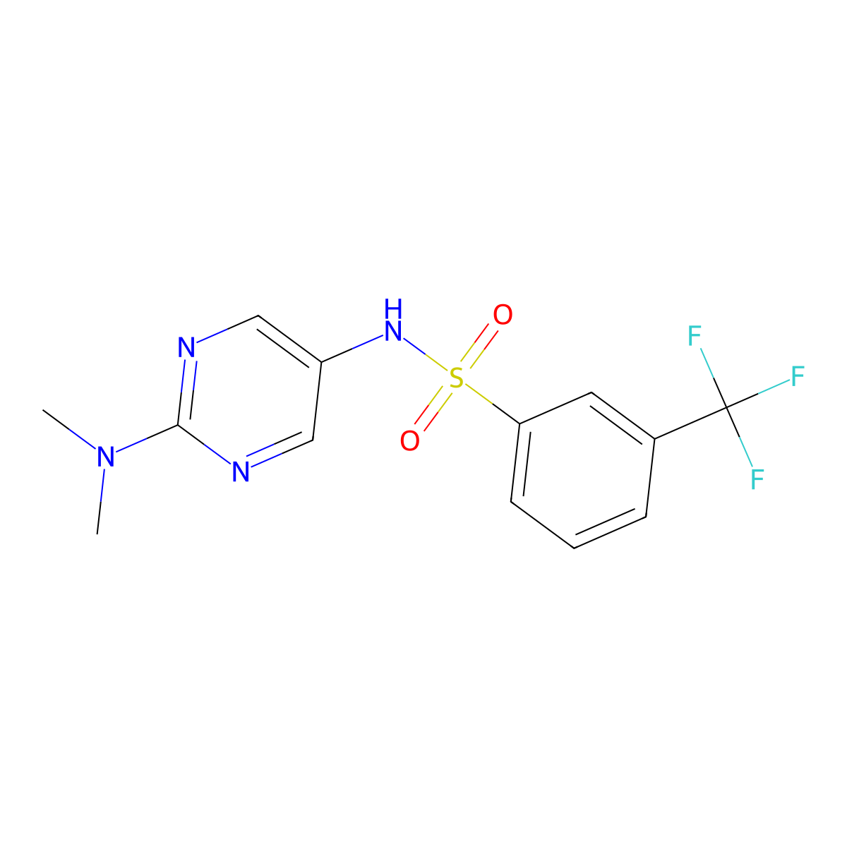 N-(2-(dimethylamino)pyrimidin-5-yl)-3-(trifluoromethyl)benzenesulfonamide molecular structure, CAS 1396889-50-1