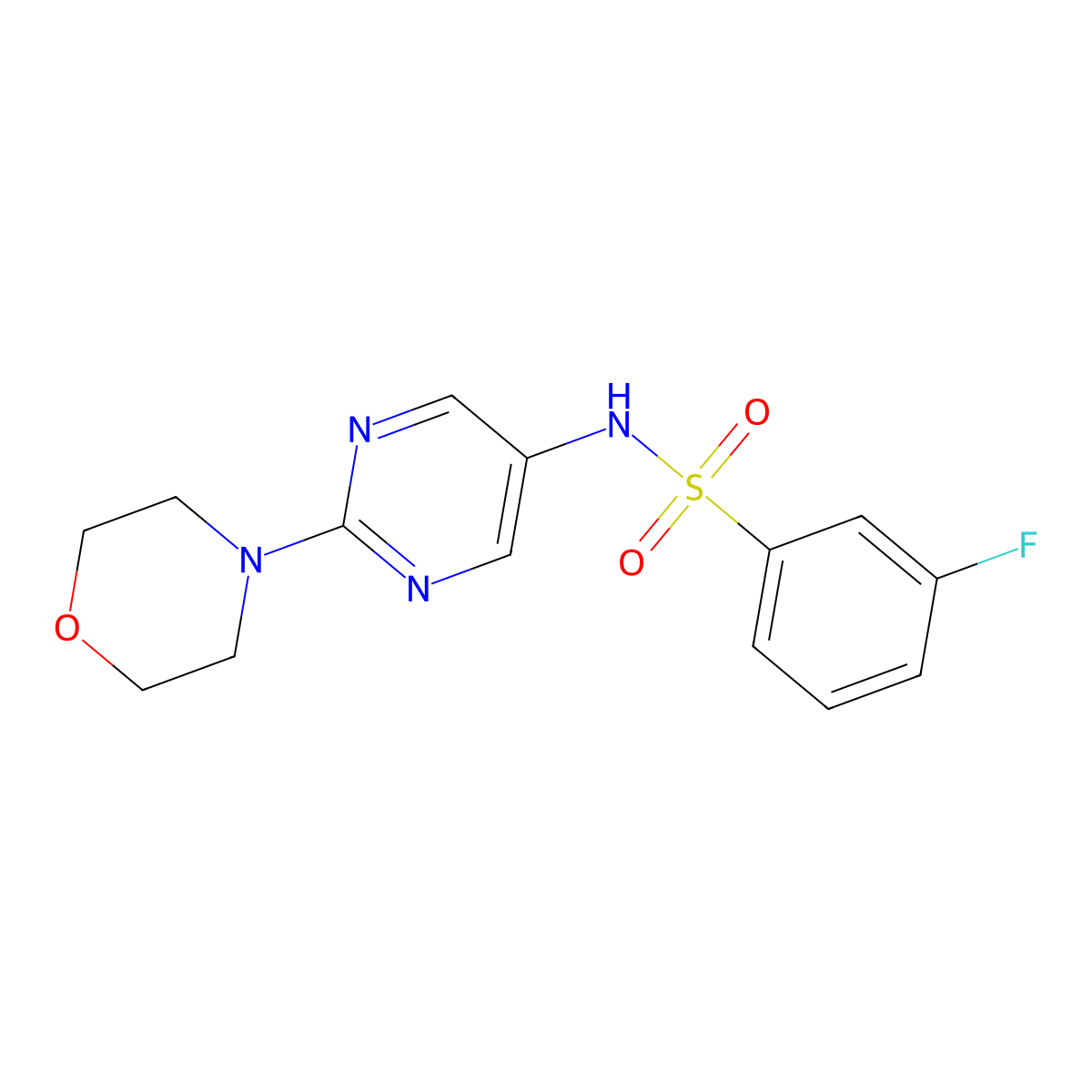 3-fluoro-N-(2-morpholinopyrimidin-5-yl)benzenesulfonamide molecular structure, CAS 1396889-54-5