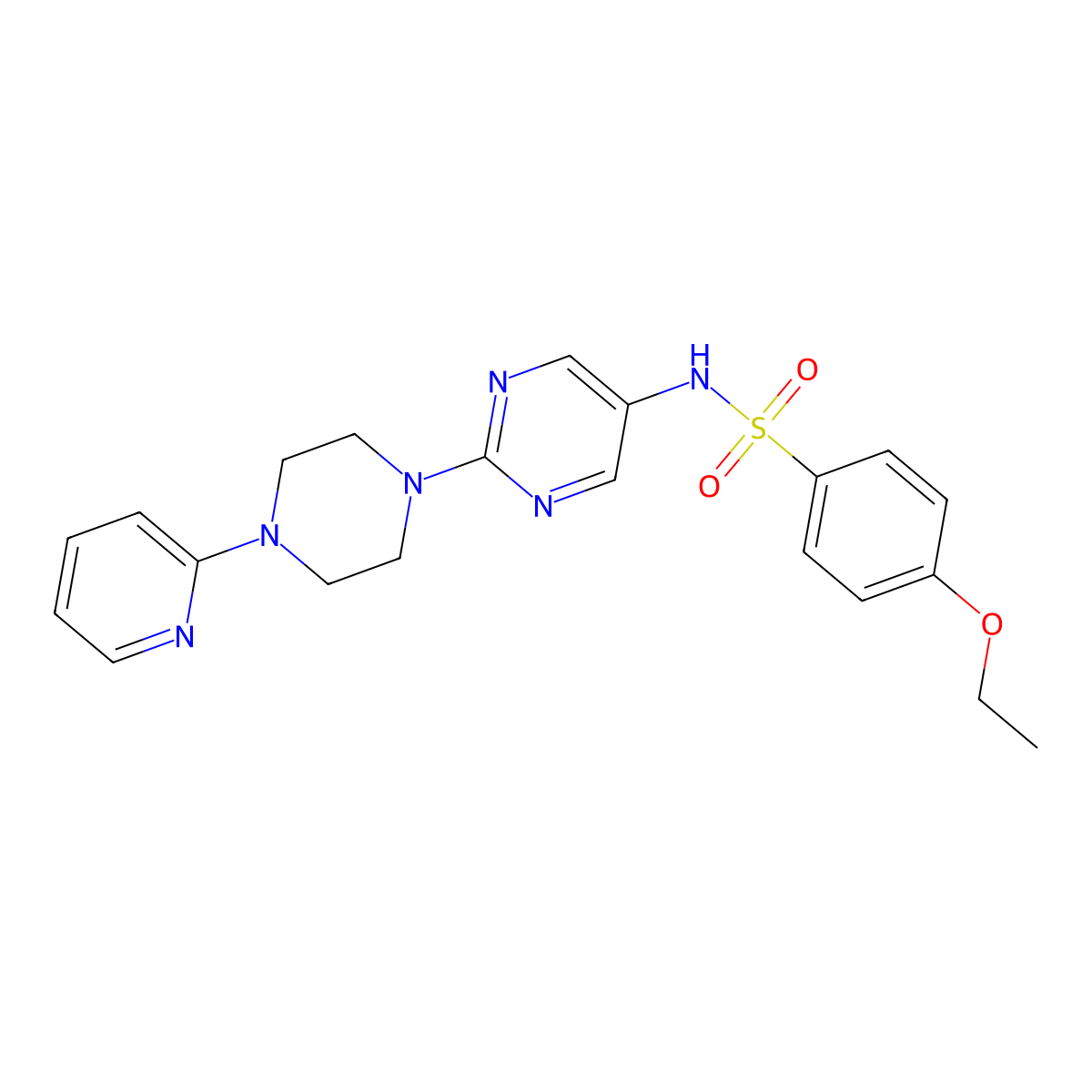4-ethoxy-N-(2-(4-(pyridin-2-yl)piperazin-1-yl)pyrimidin-5-yl)benzenesulfonamide molecular structure, CAS 1396889-55-6