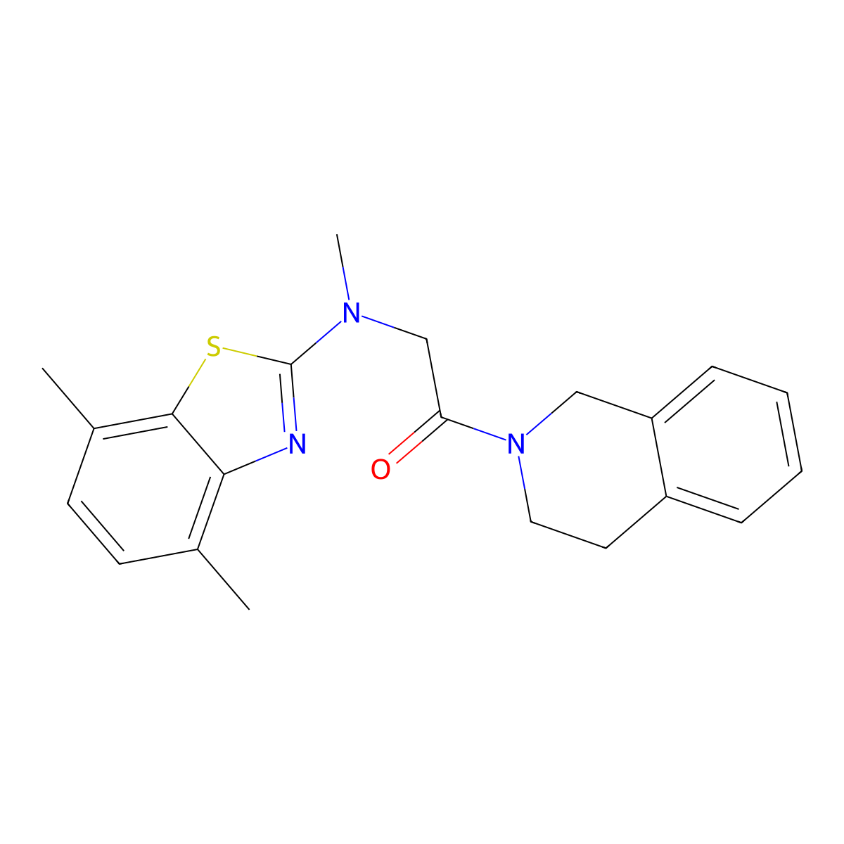 1-(3,4-dihydroisoquinolin-2(1H)-yl)-2-((4,7-dimethylbenzo[d]thiazol-2-yl)(methyl)amino)ethanone molecular structure, CAS 1396889-60-3