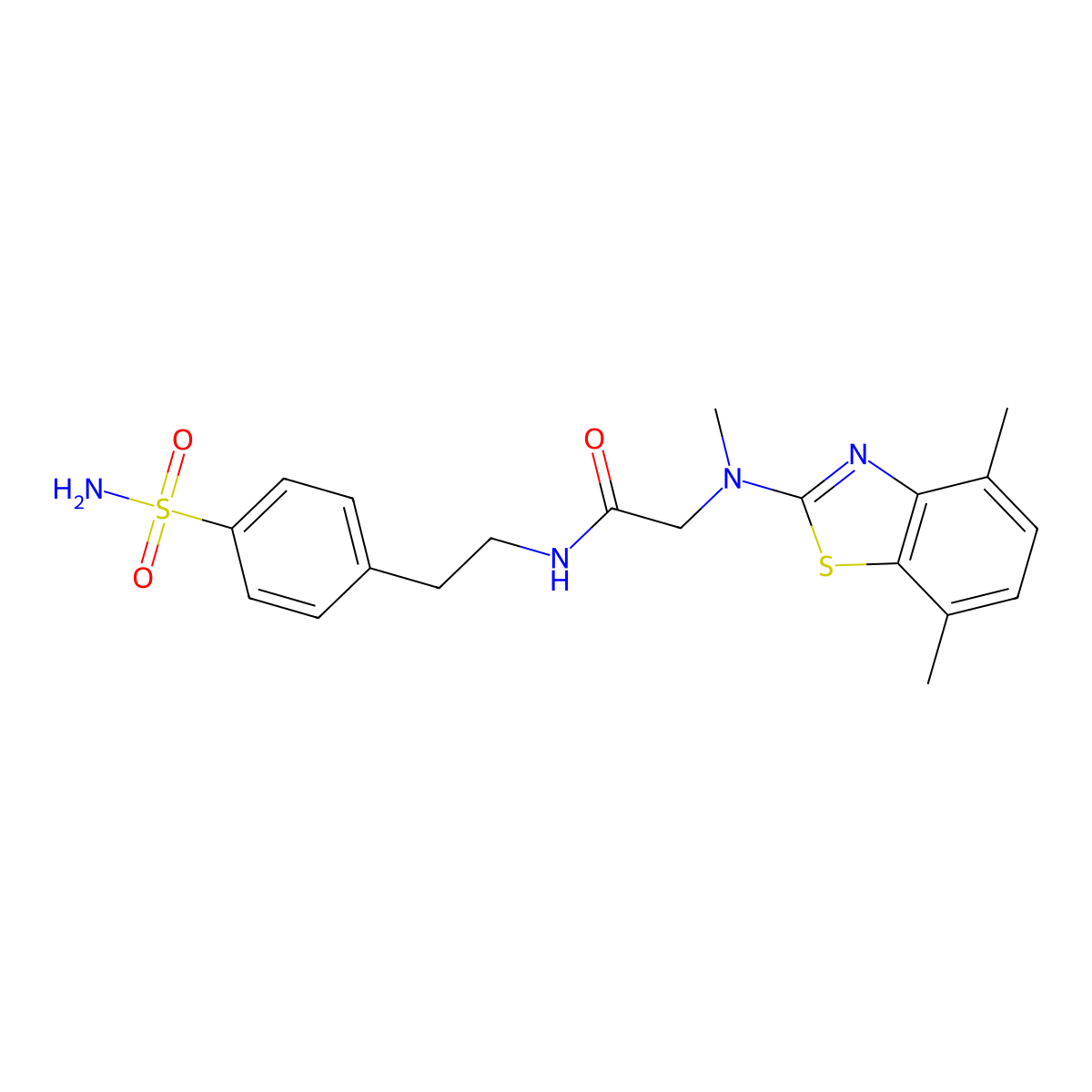 2-((4,7-dimethylbenzo[d]thiazol-2-yl)(methyl)amino)-N-(4-sulfamoylphenethyl)acetamide molecular structure, CAS 1396889-61-4