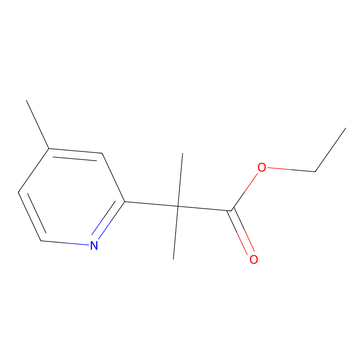 Ethyl 2-methyl-2-(4-methylpyridin-2-yl)propanoate molecular structure, CAS 1396893-45-0