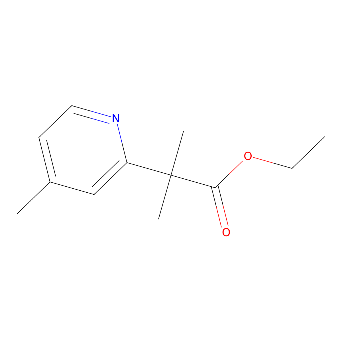 Ethyl 2-methyl-2-(4-methylpyridin-2-yl)propanoate molecular structure, CAS 1396893-45-0