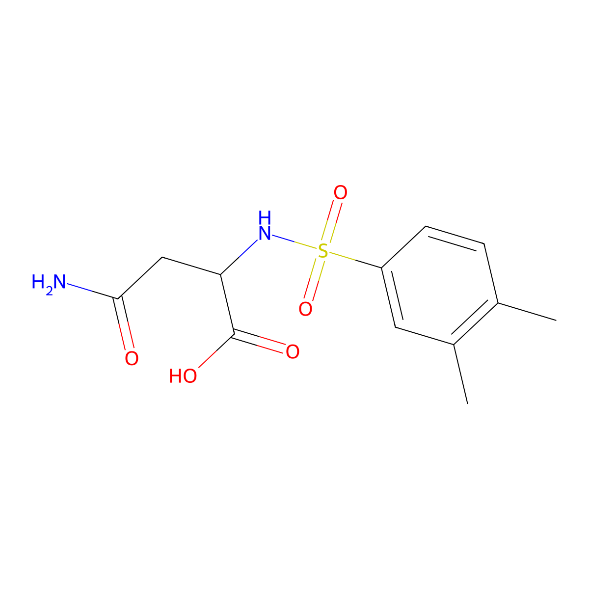 3-Carbamoyl-2-(3,4-dimethylbenzenesulfonamido)propanoic acid molecular structure, CAS 1396962-17-6